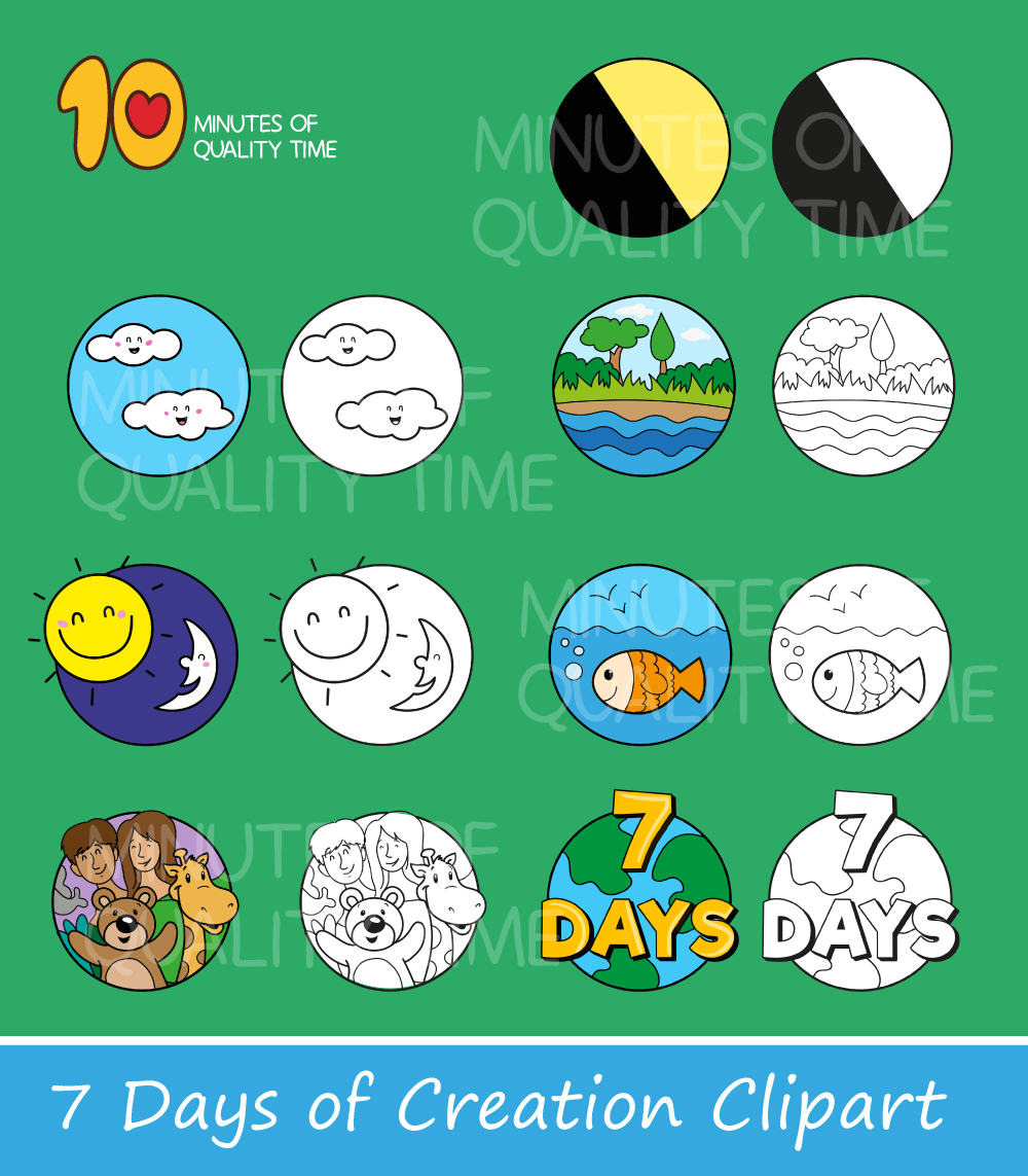 7 Days Of Creation Clipart – 10 Minutes Of Quality Time with Printable 7 Days of Creation