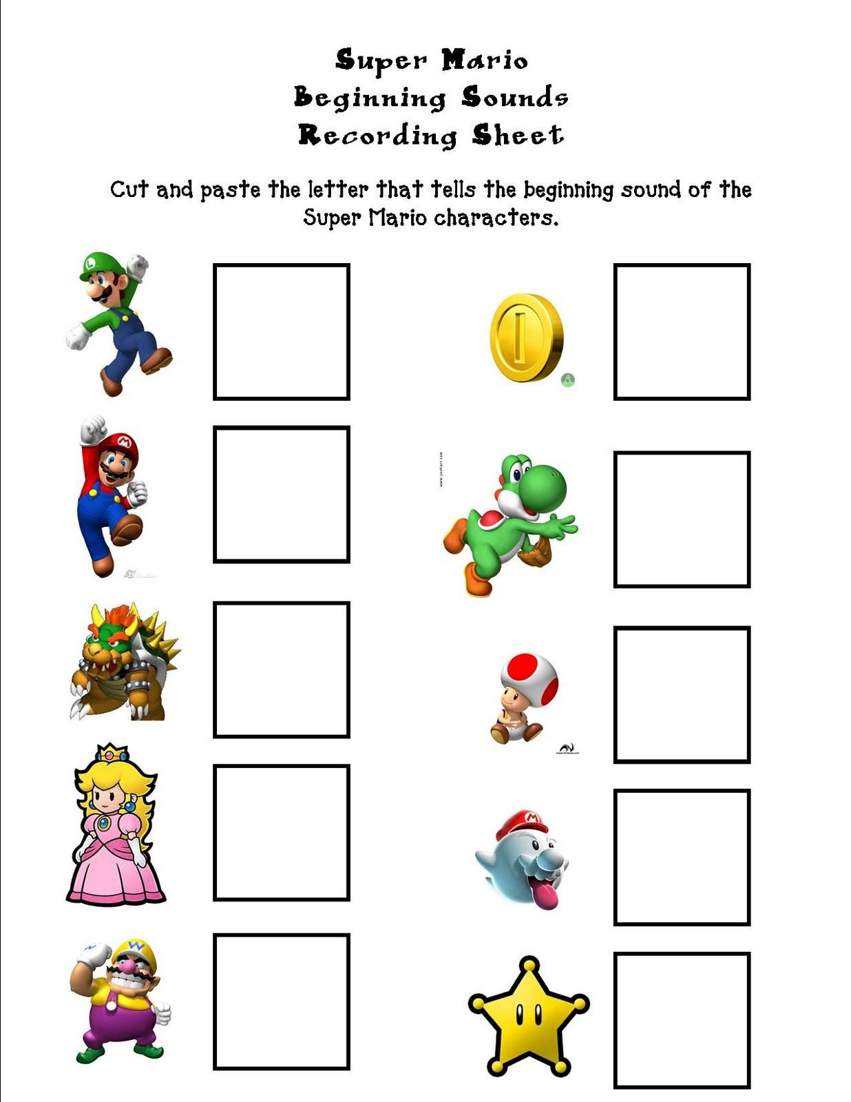 7 Super Mario Kindergarten Resources Ideas | Super Mario, Mario regarding Free Printable Mario Worksheets