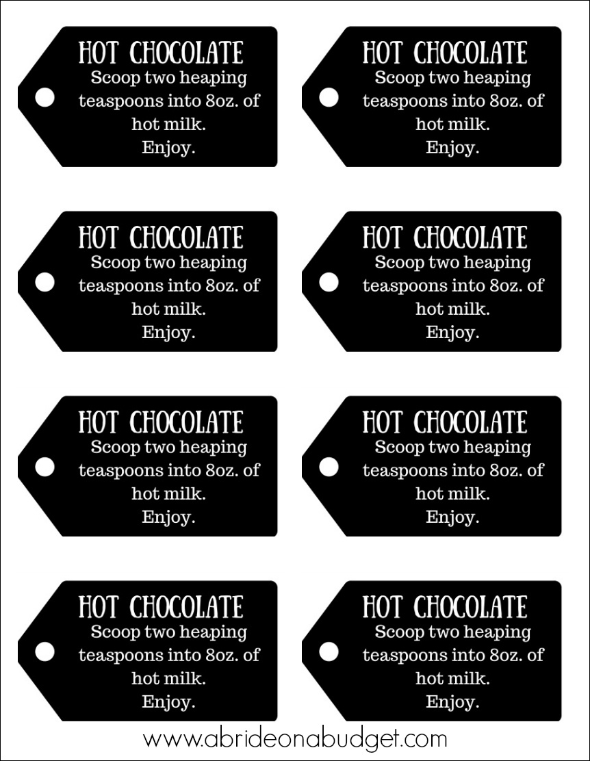 A Bride On A Budget: Mason Jar Hot Chocolate Mix Favors (Plus Free with regard to Free Printable Hot Chocolate Gift Tags