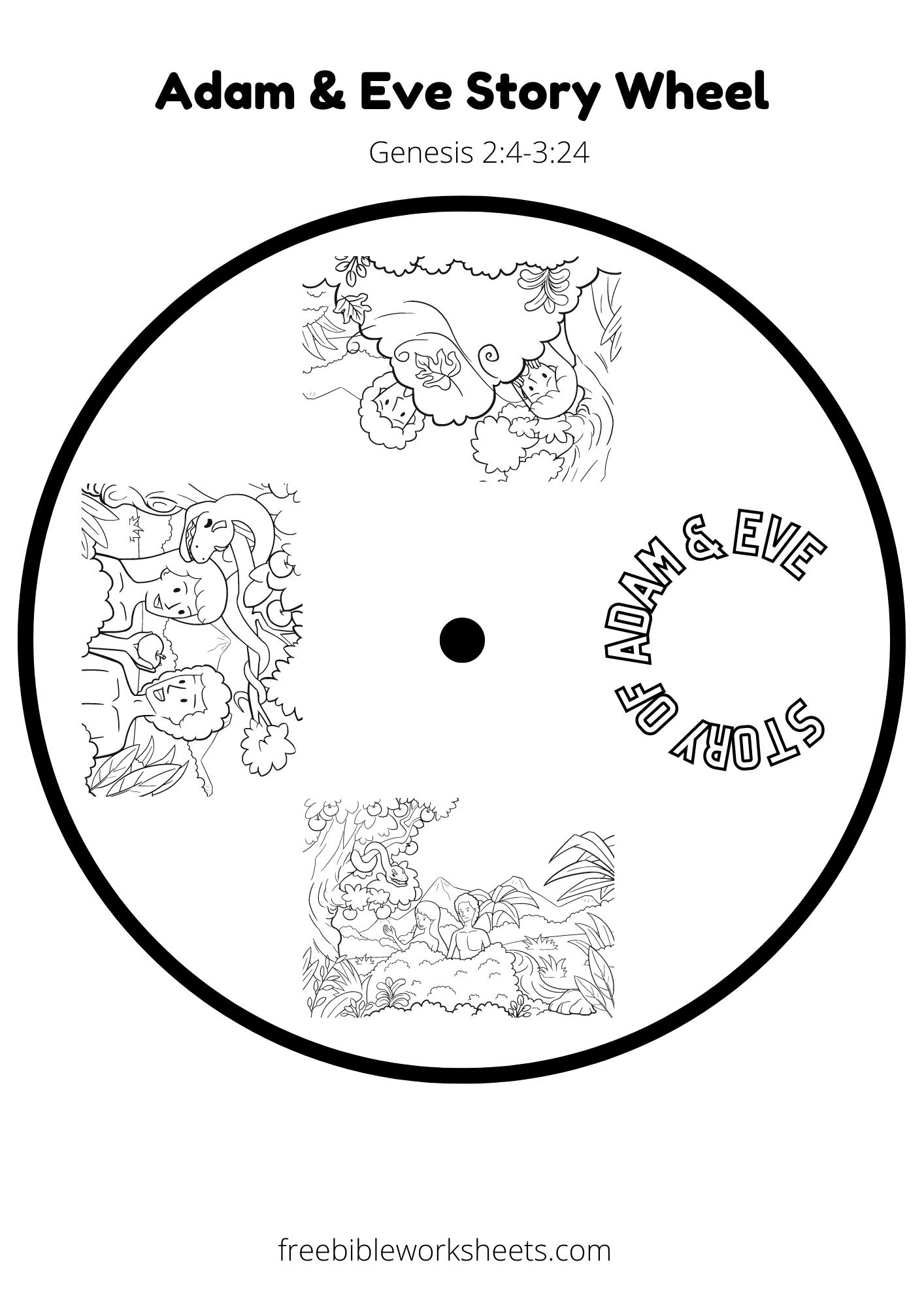 Adam And Eve Printable Story Wheel Craft - Preschool - Free Bible with Printable Adam and Eve Template