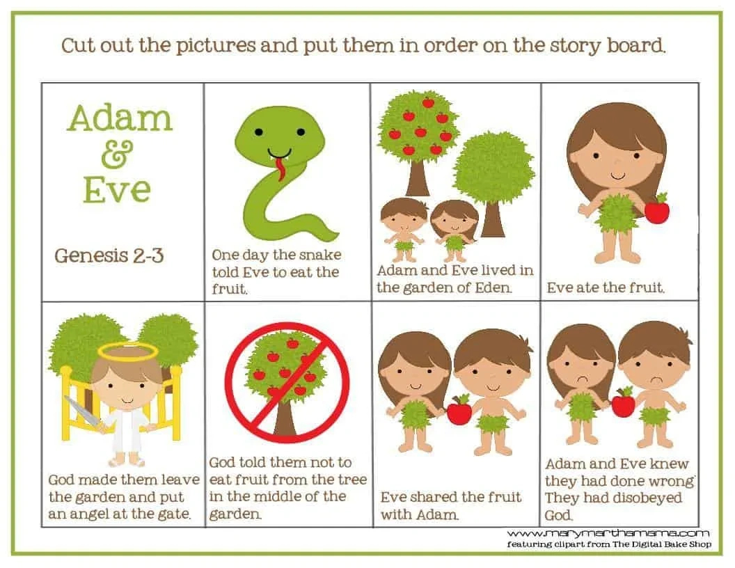 Adam And Eve Story For Kids [Free Printable Activities] – Mary throughout Printable Adam And Eve Template