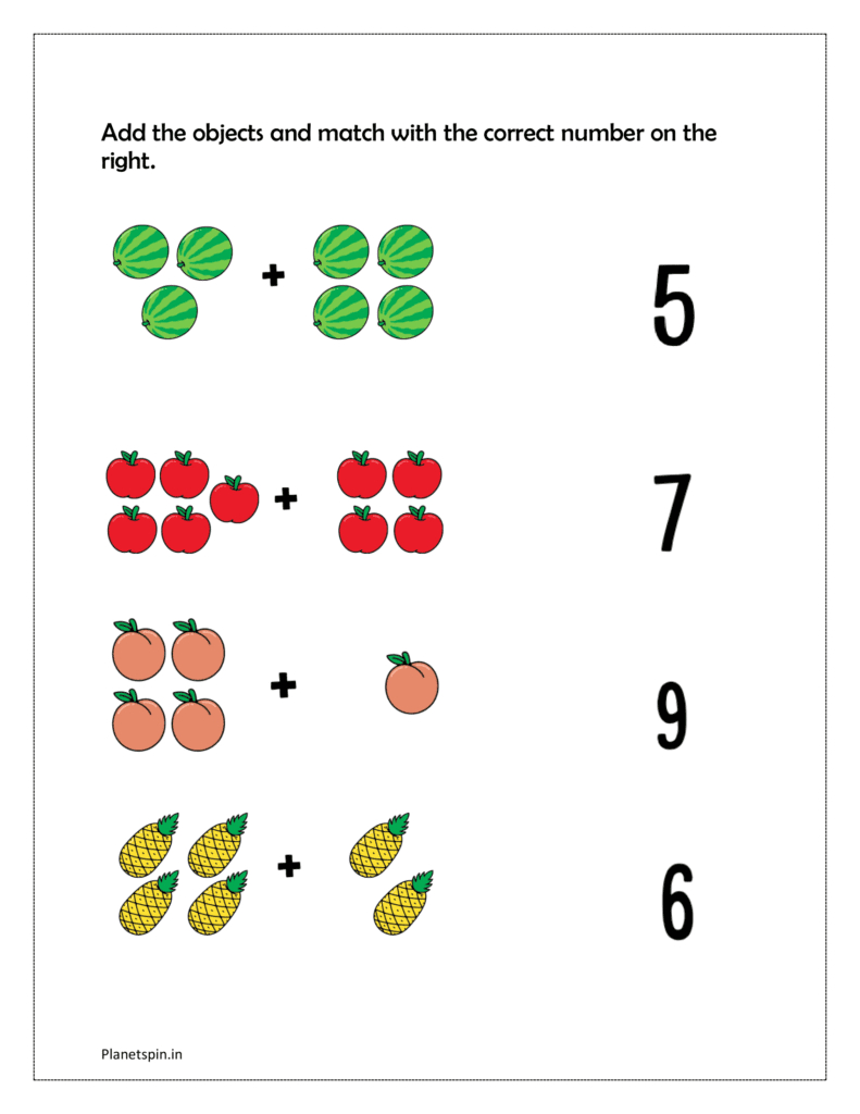 Addition Worksheets Kindergarten Pdf | Planetspin.in regarding Add and Match Picture Addition Worksheet