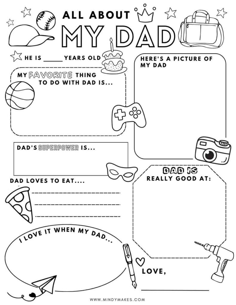 All About Dad Free Printable Pdf - Mindymakes regarding Free All About Dad Printable