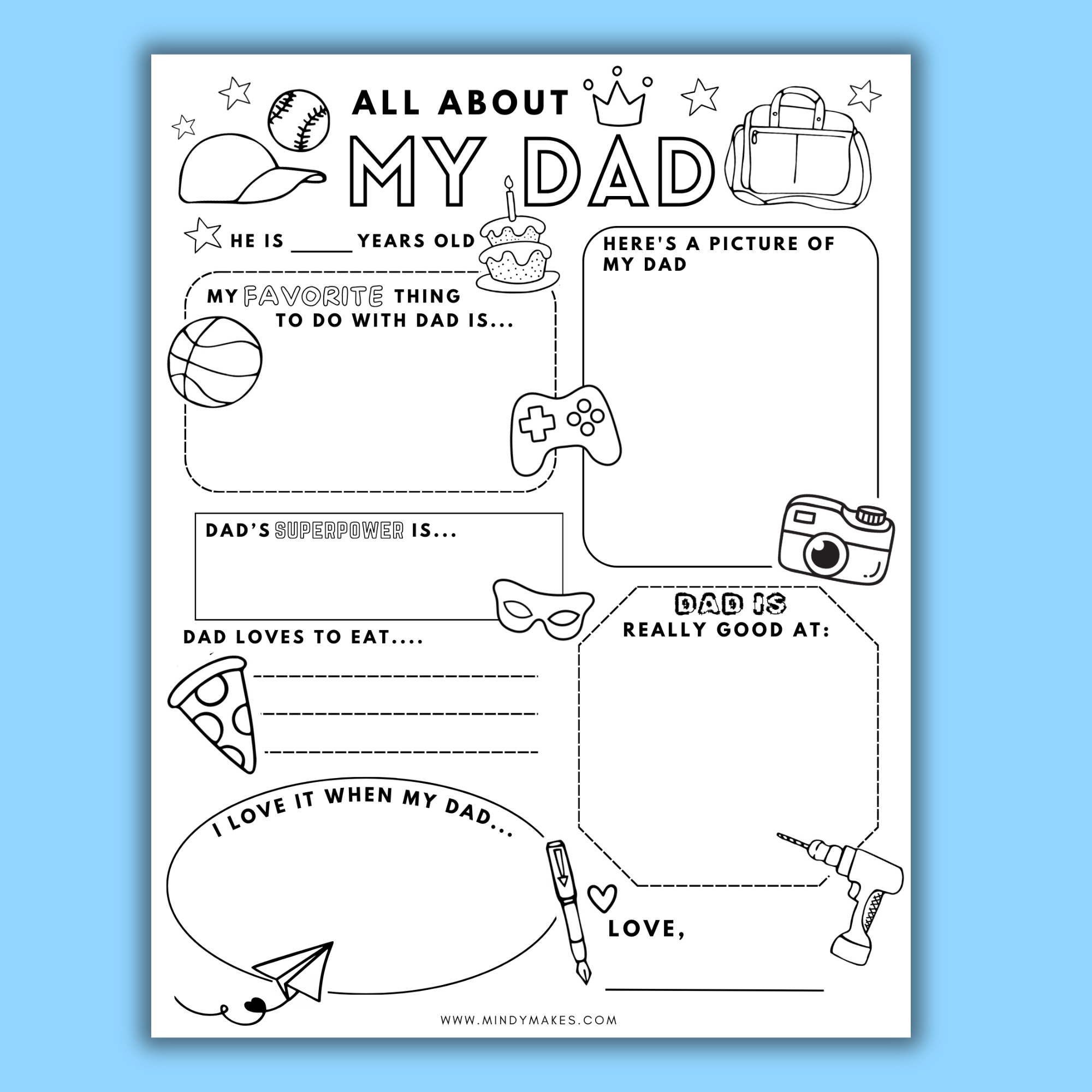 All About Dad Free Printable Pdf - Mindymakes throughout All About Dad Printable Free