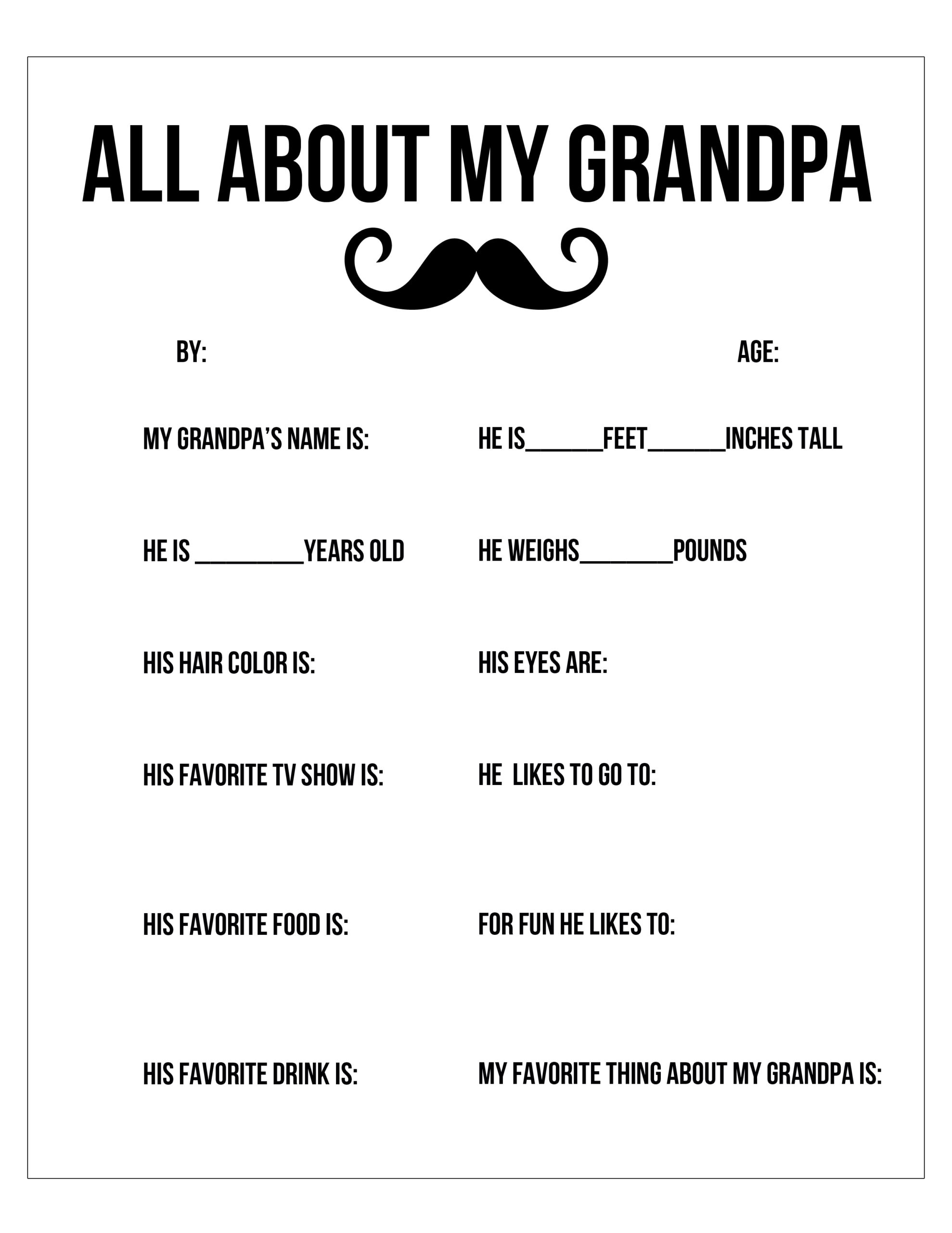 All About My Dad And Grandpa Free Printable - Free Pretty Things for All About My Grandpa Free Printable