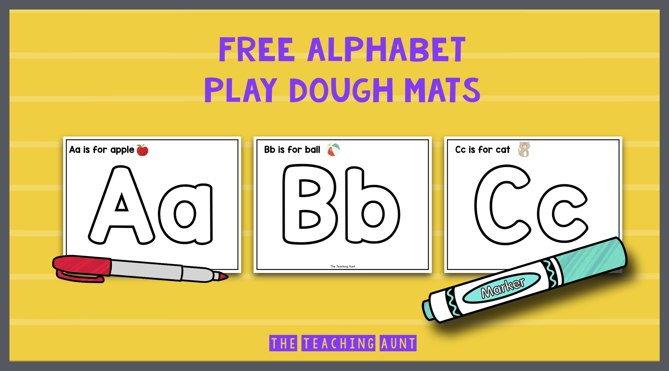 Alphabet Playdough Mats - The Teaching Aunt in Printable Alphabet Free Alphabet Playdough Mats