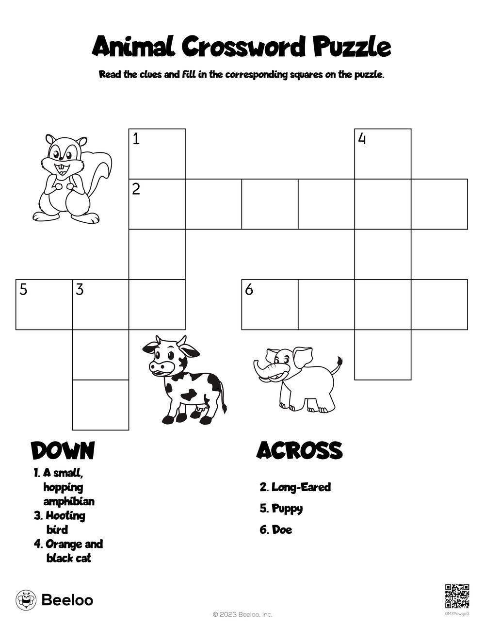 Animal-Themed Crossword Puzzles • Beeloo Printable Crafts And intended for Animal Crossword Puzzles Printable