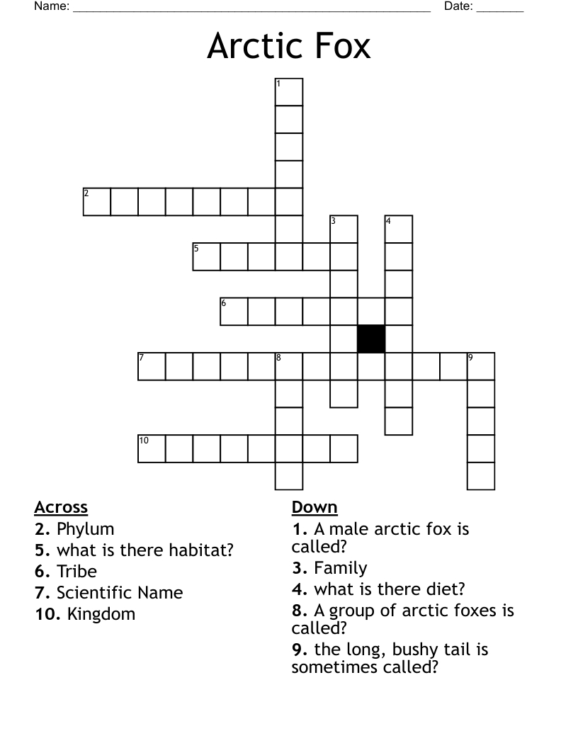Arctic Fox Crossword - Wordmint within Fox News Crossword Puzzle Today Printable