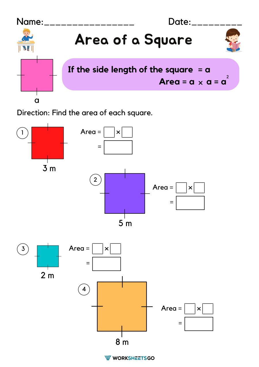 Area Of A Square Worksheets | Worksheetsgo for Area of Square Worksheets Printable