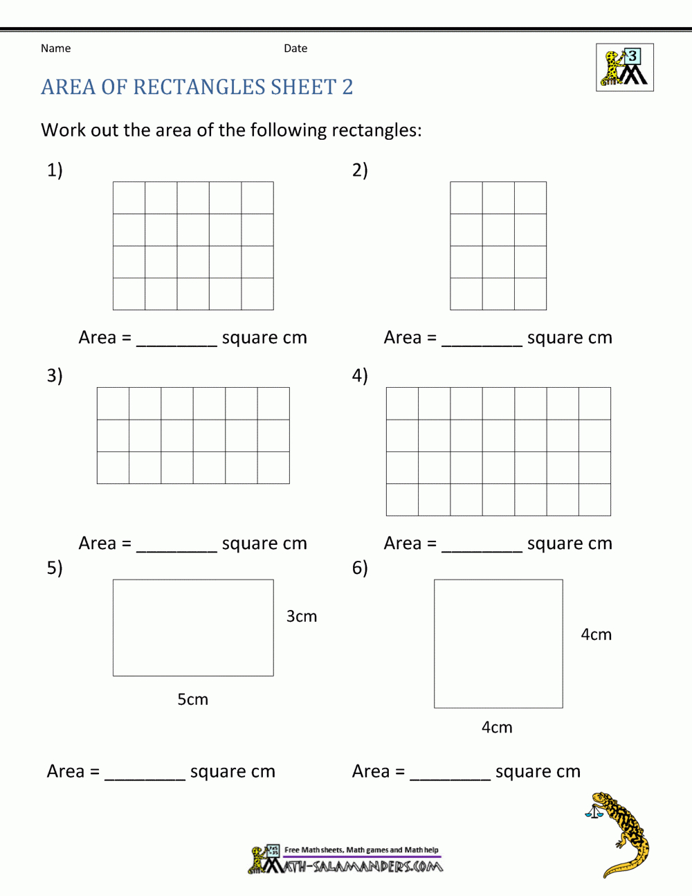 Area Of Rectangle Worksheets throughout Area Of Square Worksheets Printable