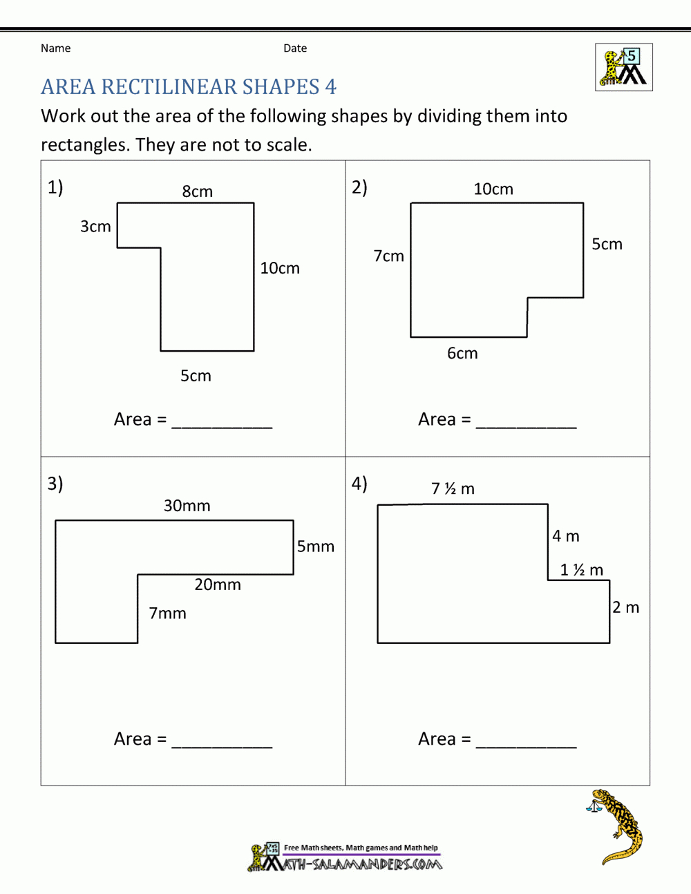 Area Of Rectangle Worksheets within Area Of Square Worksheets Printable