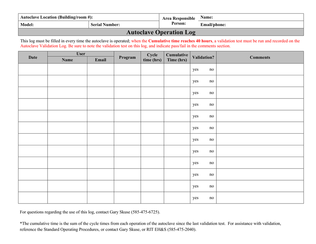 Autoclave Monthly Maintenance Log Sheet for Free Printable Monthly Autoclave Maintenance Autoclave Cleaning Log Template