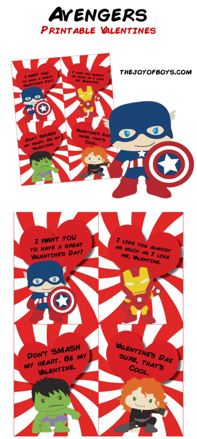 Avengers Valentines - Free Printable Valentines For Kids with Free Printable Superhero Valentines