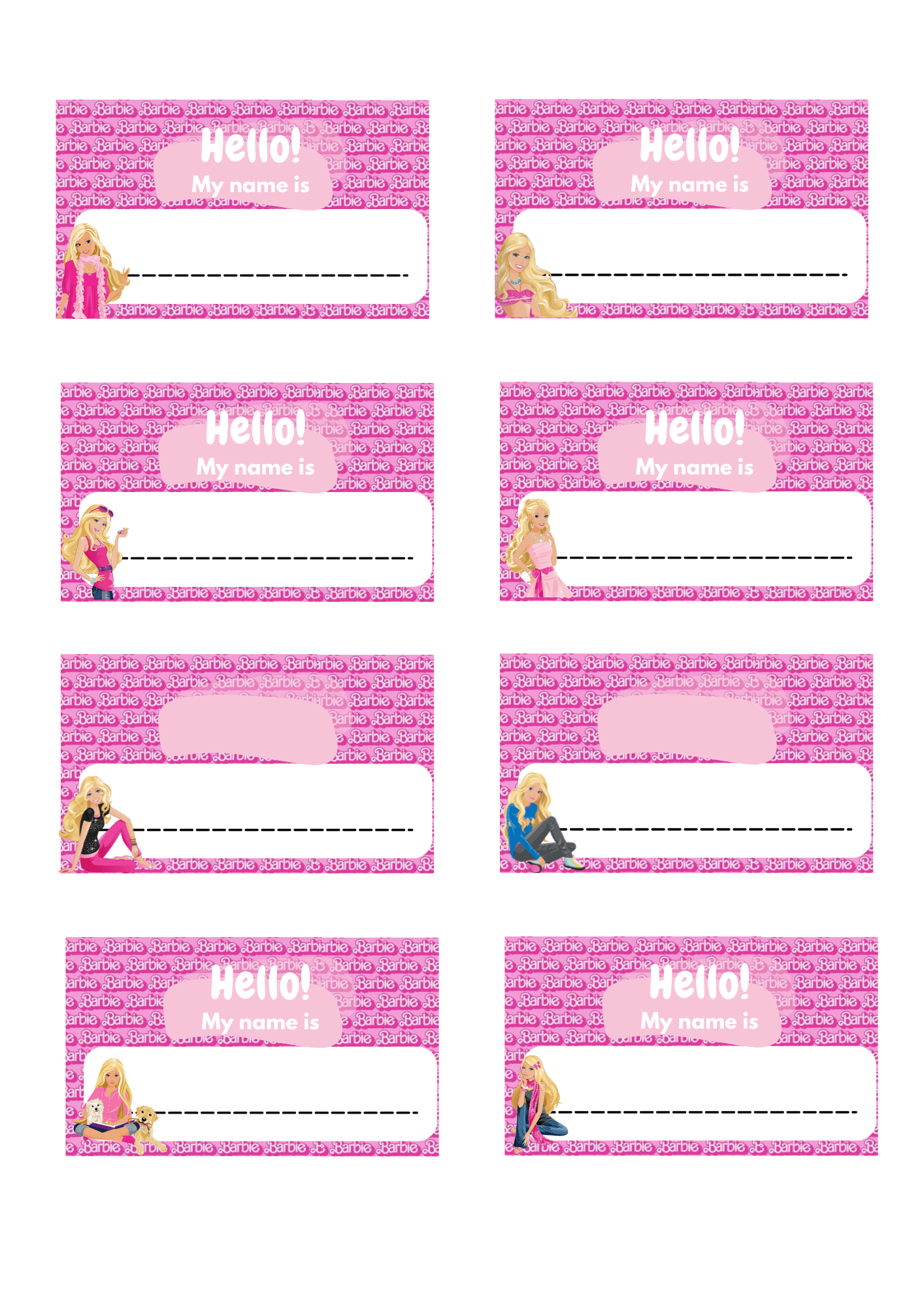 Barbie Theme Name Tag &amp;amp; Notebook Labelreginemorales - Raket.ph inside Barbie Name Tag Template Printable