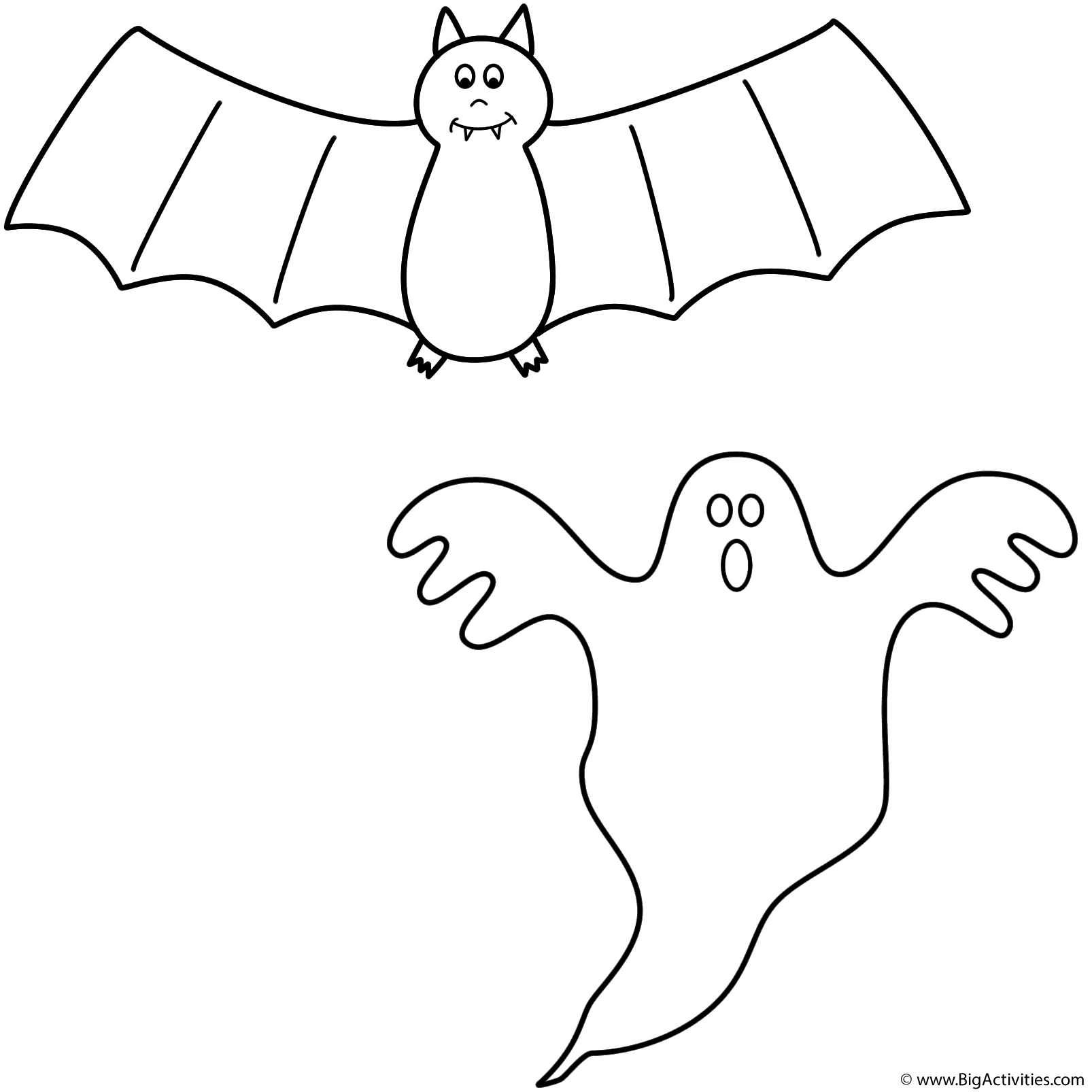 Bat With Ghost - Coloring Page (Halloween) inside Printable Bats and Ghosts