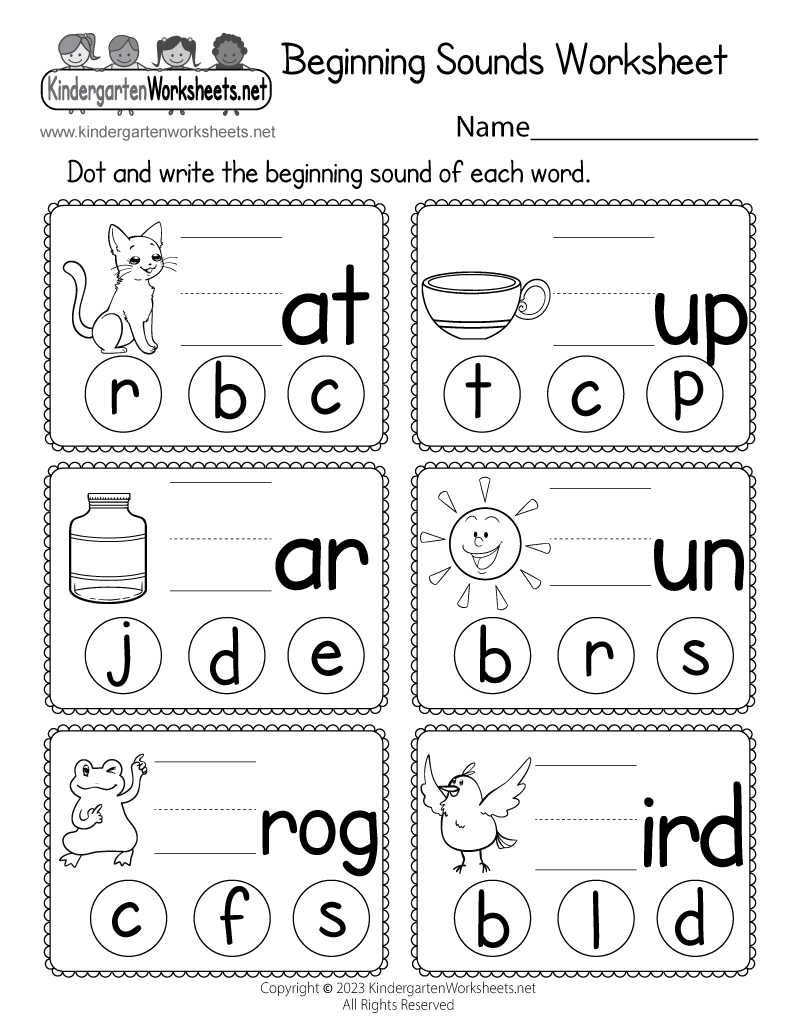 Beginning Sounds Worksheet - Free Printable, Digital, &amp;amp; Pdf inside Printable Worksheets For Kindergarten
