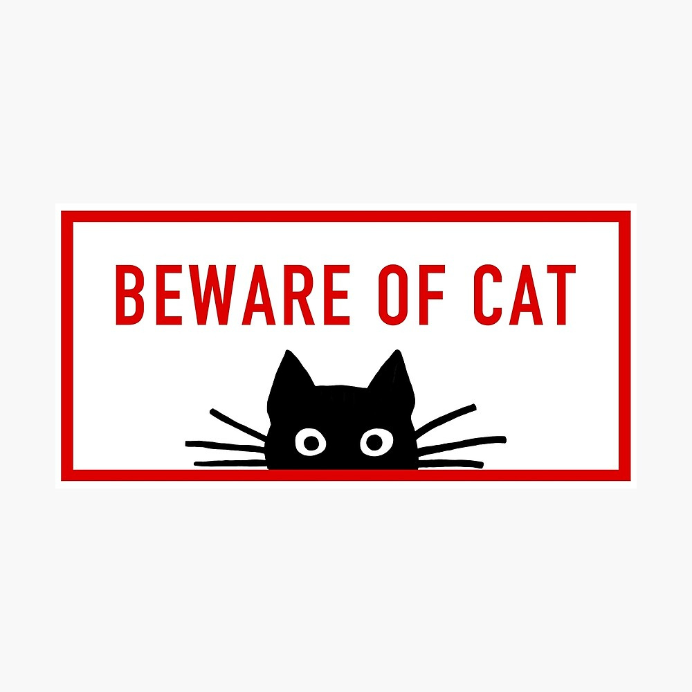 Beware Of Cat | Sneaky Black Cat | Metal Print with Beware Of Cat Sign Printable