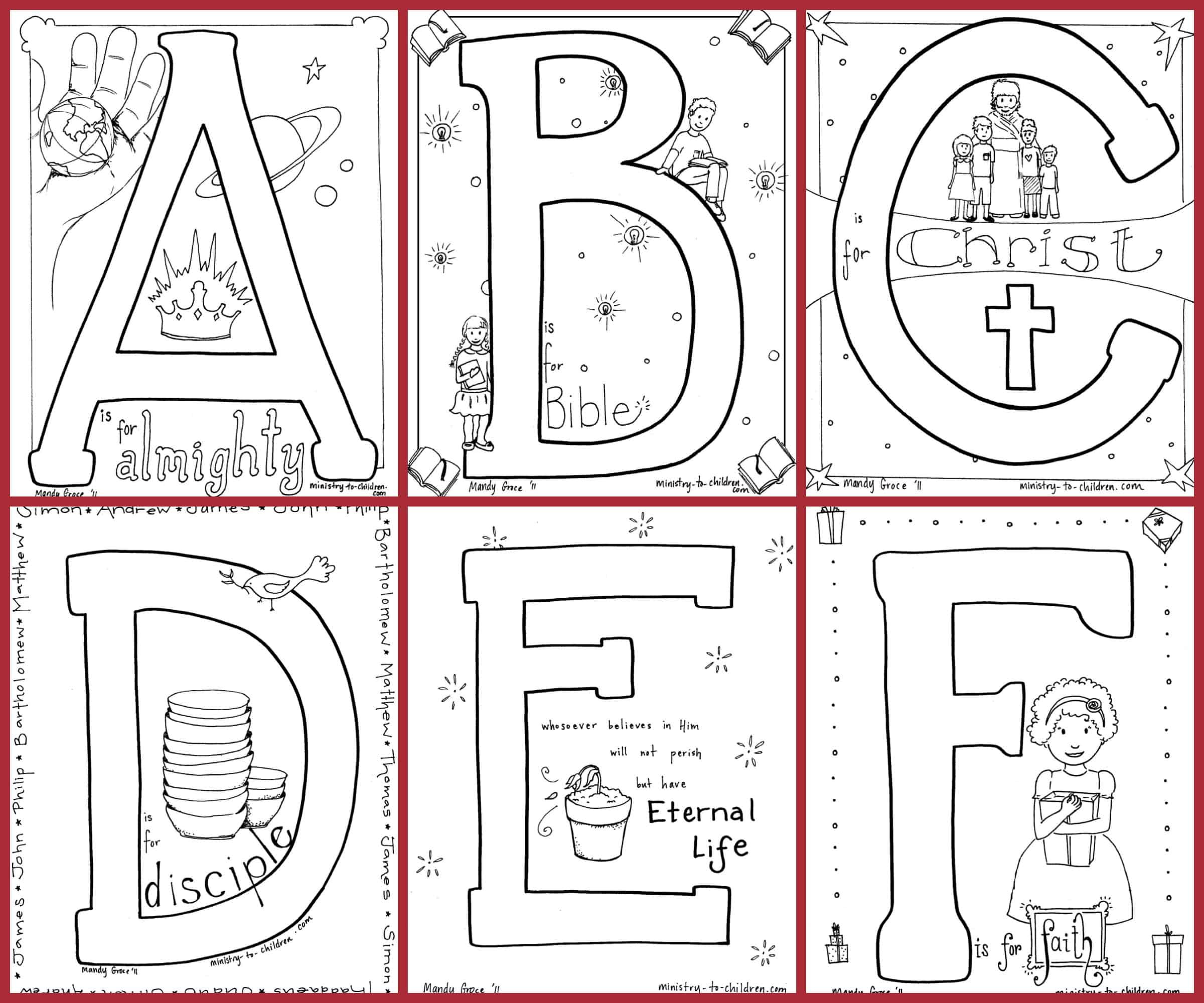 Bible Alphabet Coloring Pages - 100% Free in Bible Abc Printables Free