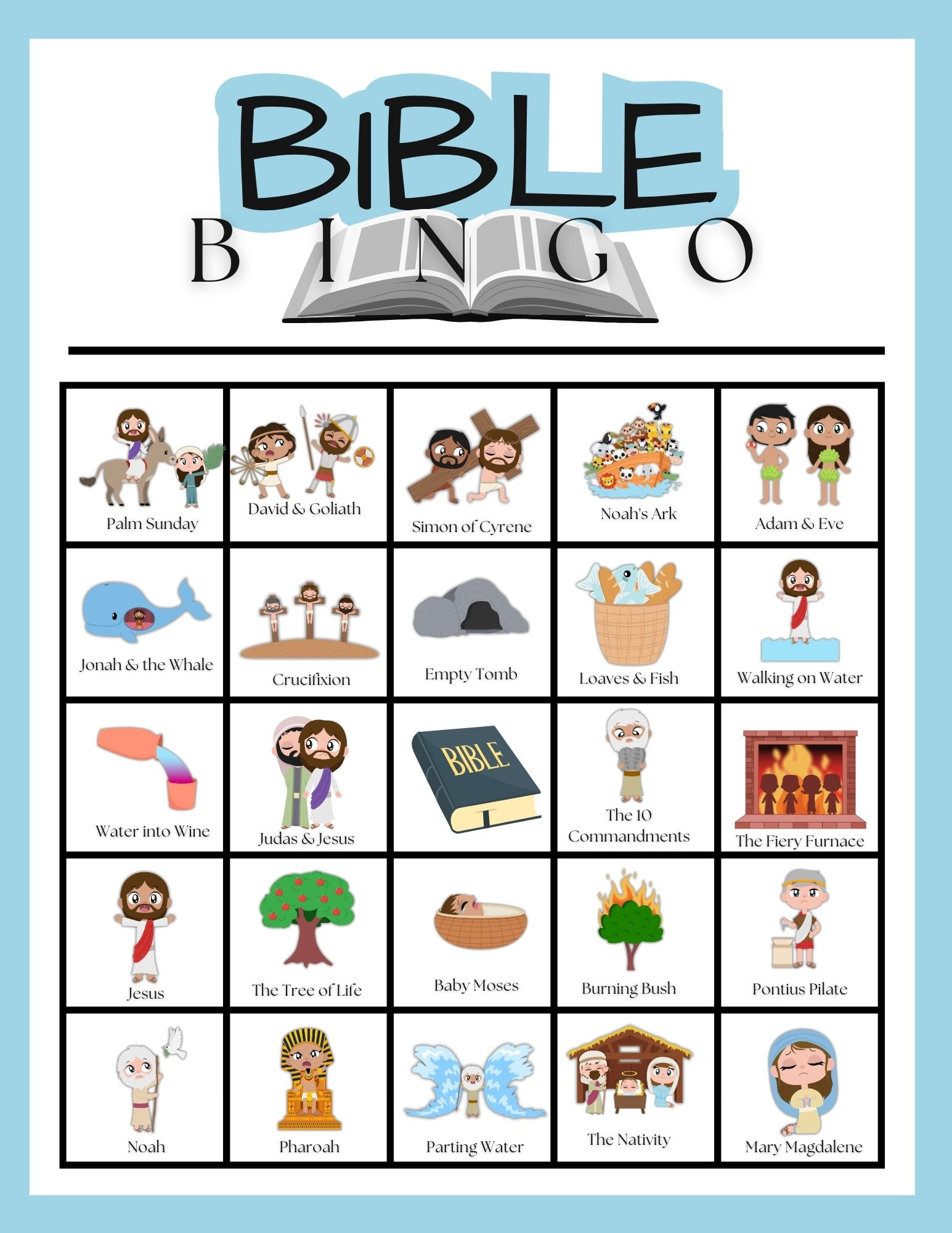 Bible Bingo For Kids Free Printable - Printable Party Favors for Free Printable Books of the Bible Bingo Cards