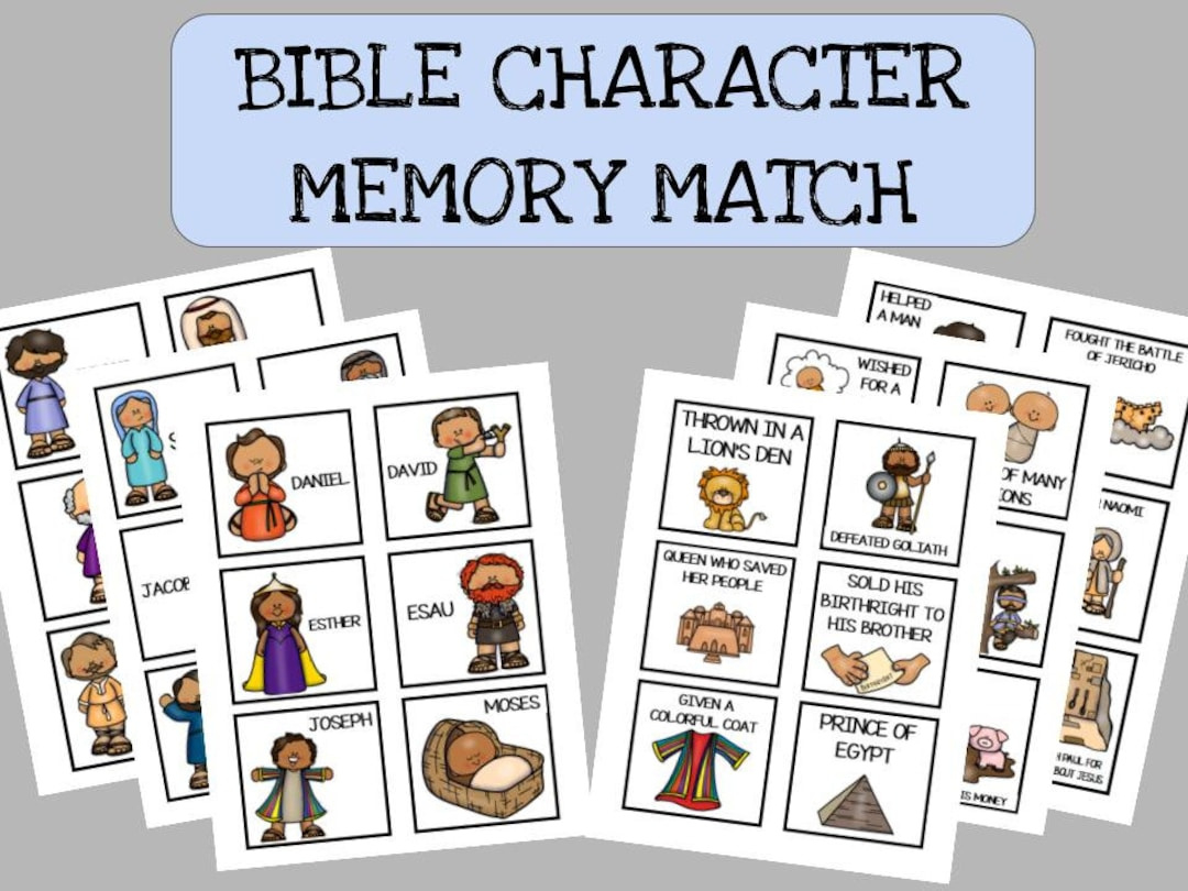 Bible Character Memory Match Game: Match Bible Characters With within Bible Matching Game Printable