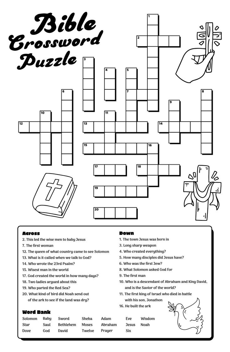 Bible Crossword Puzzle - 4 Free Pdf Printables | Printablee throughout Christian Crossword Puzzles Printable