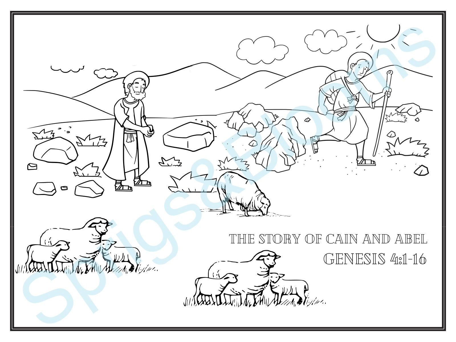 Bible Story: Color &amp;amp; Read Cain And Abel - Etsy intended for Cain and Abel Printable Story