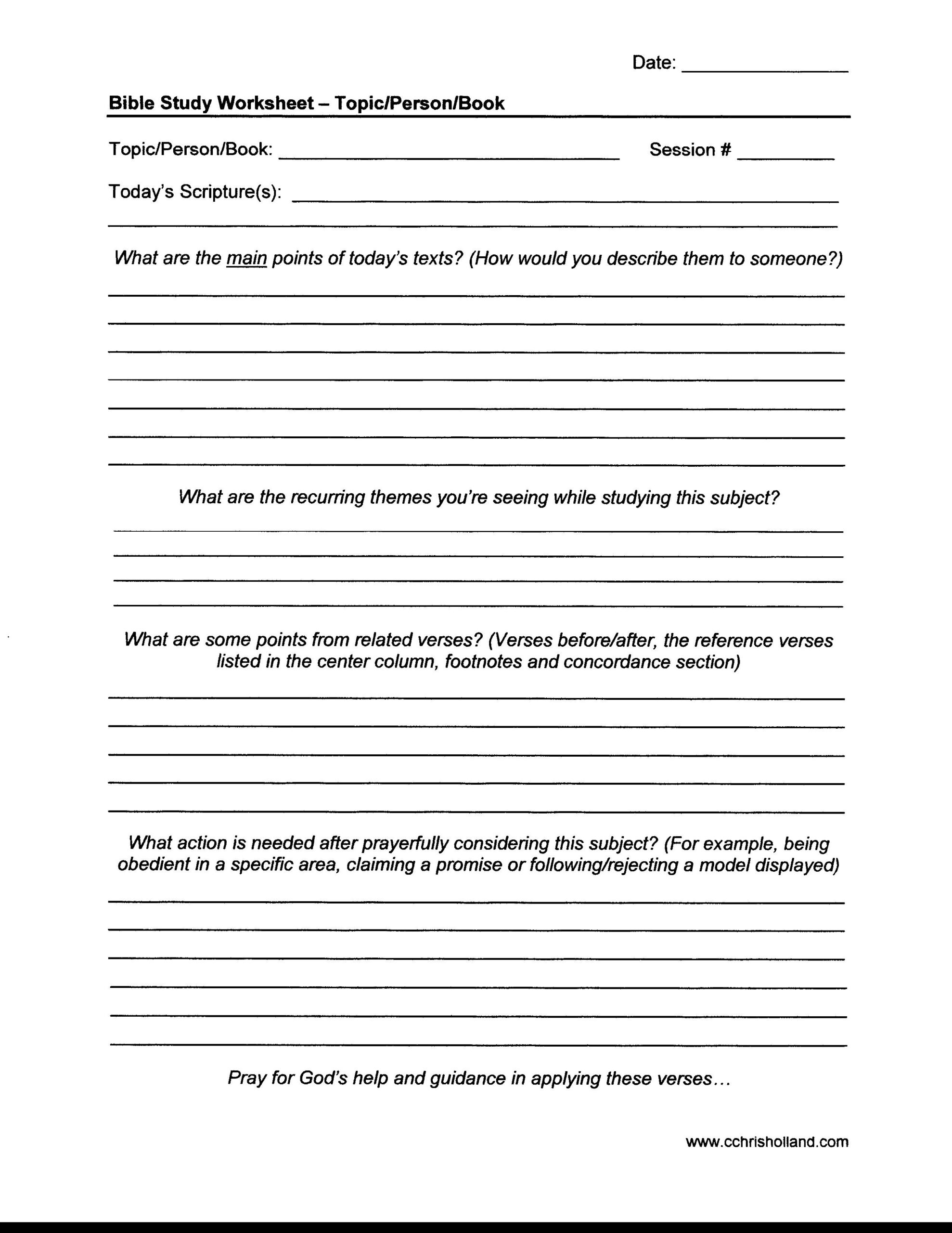 Bible Study Worksheets | Cchrisholland inside Bible Study Free Printable Worksheets