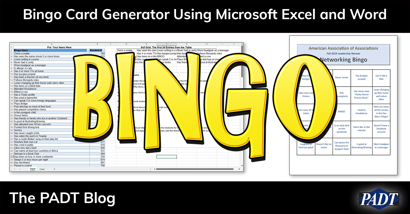 Bingo Card Generator Using Microsoft Excel And Word - Padt intended for Custom Bingo Card Generator Excel