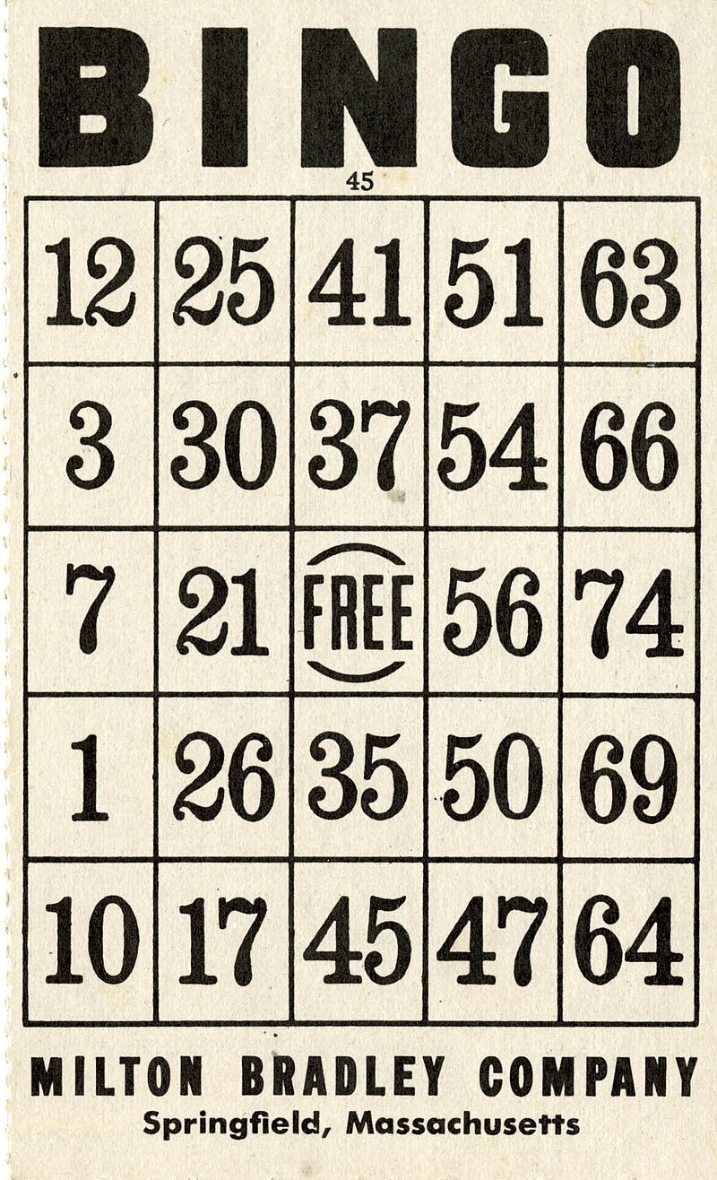 Bingo Card - Wikipedia within Bingo Cards with Numbers