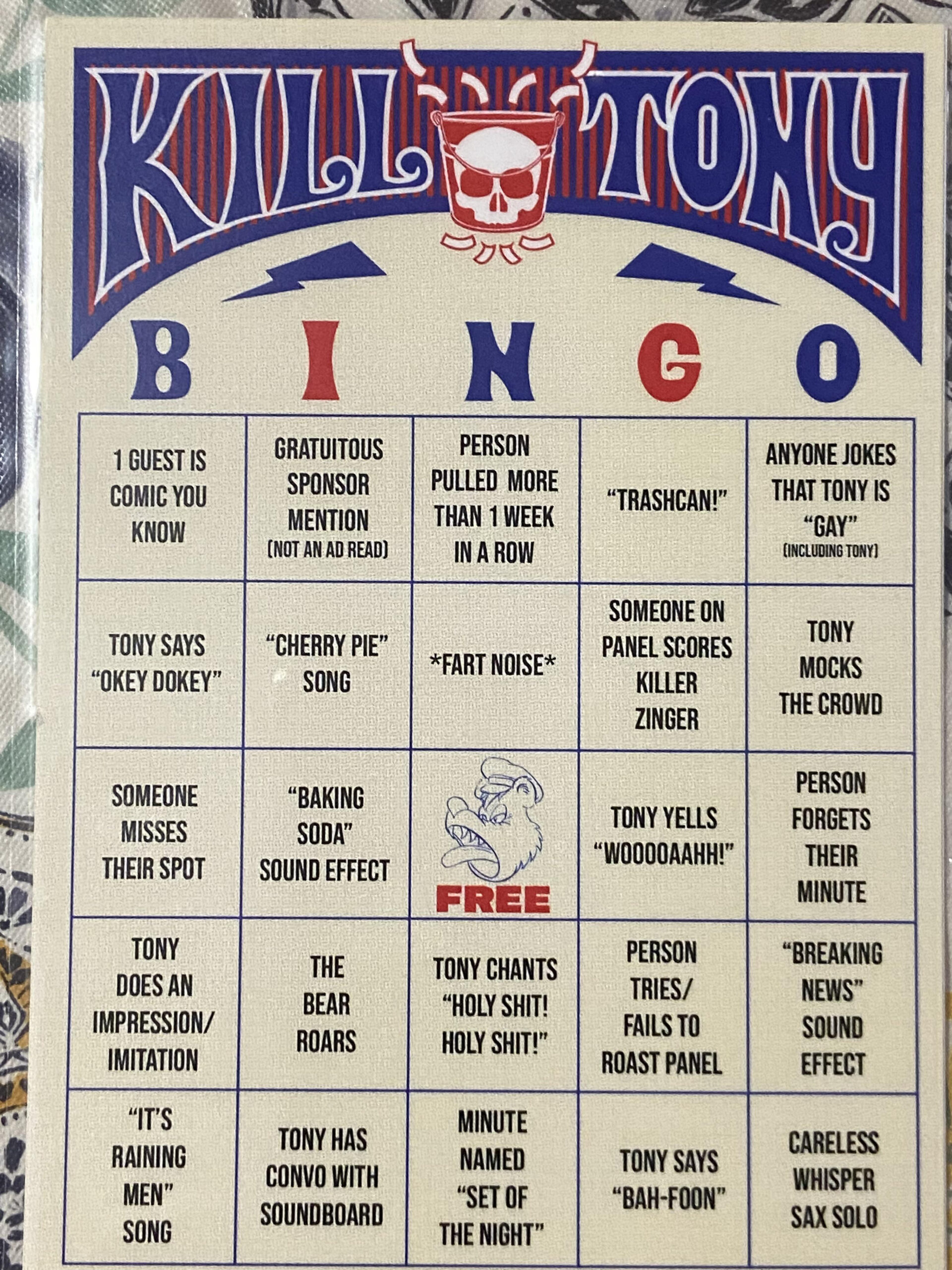 Bingo Night !!!! : R/Killtony in Kill Tony Bingo Card