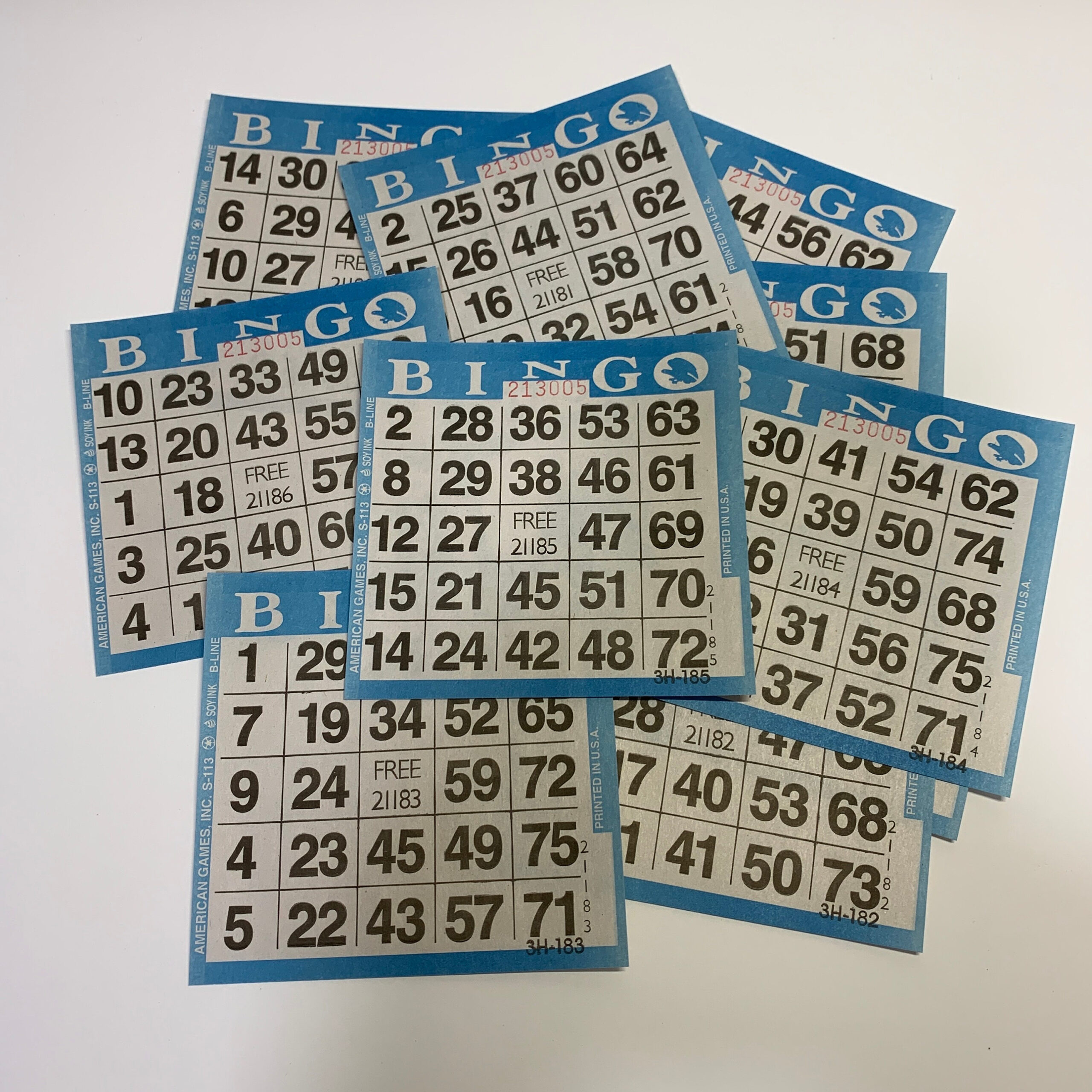 Bingo Tickets Set Of 10 Blue Junk Journal Supplies, Craft Supplies with Bingo Punch Out Cards