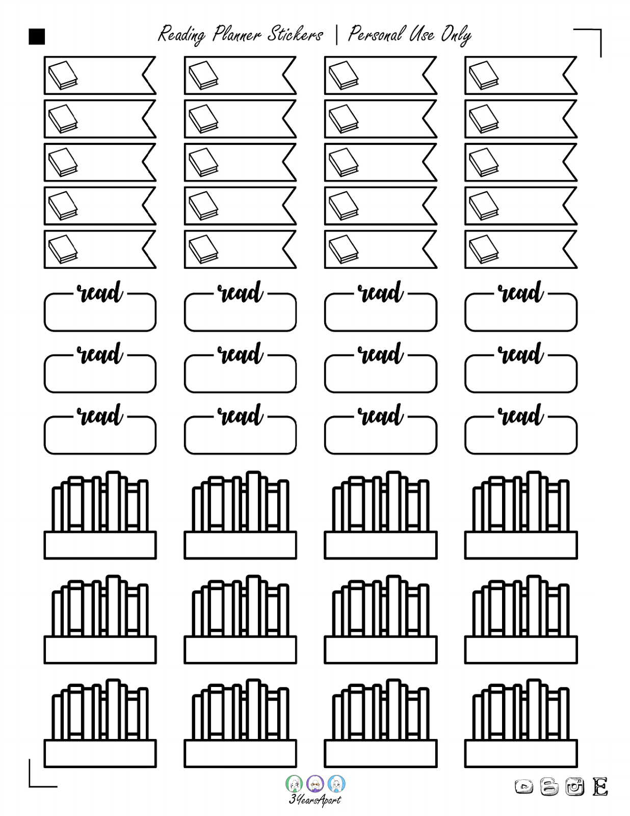 Book Reading Stickers | Free Printable Planner And Bullet Journal regarding Free Printable Journal Stickers