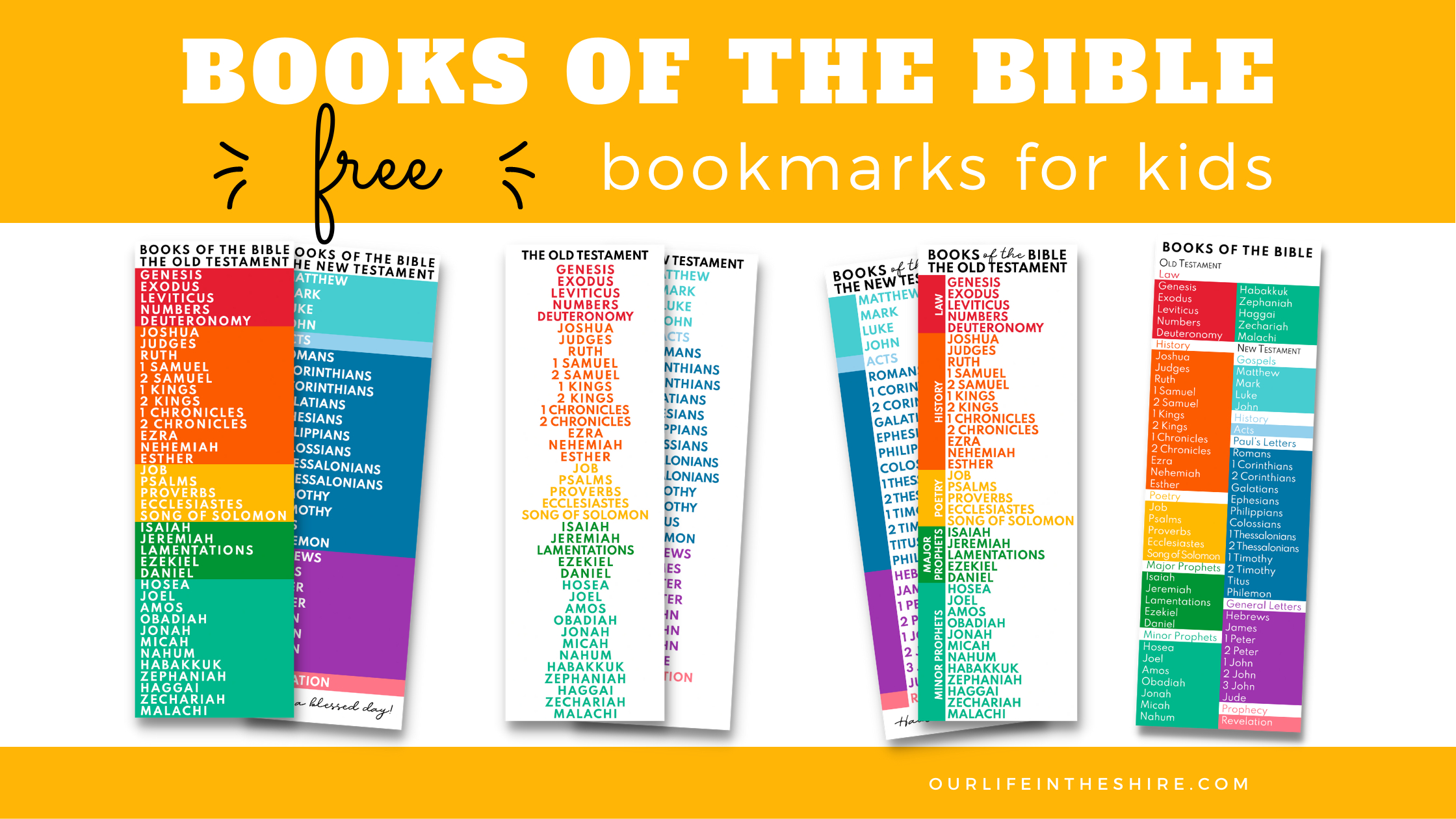 Books Of The Bible - Bookmarks! - Our Life In The Shire intended for Printable Books of the Bible Bookmark