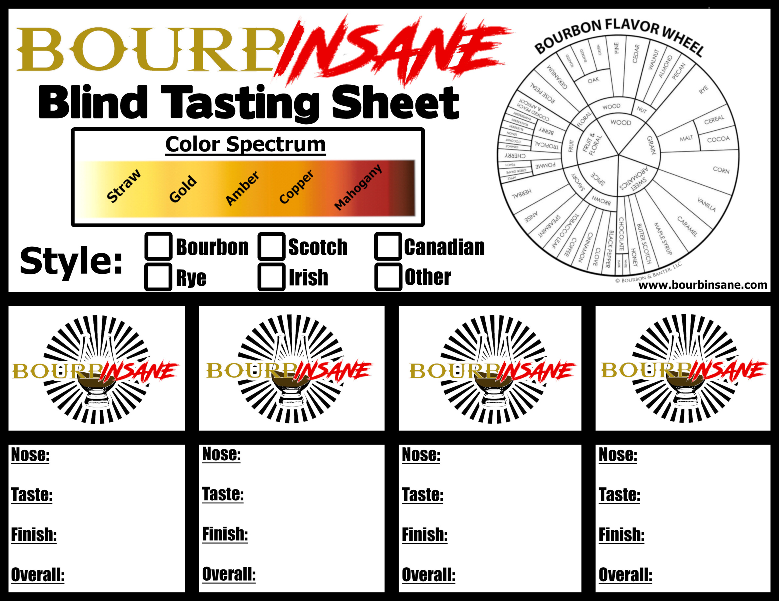 Bourbinsane Whiskey Tasting Sheet - Bourbinsane regarding Free Printable Whiskey Tasting Sheet Template