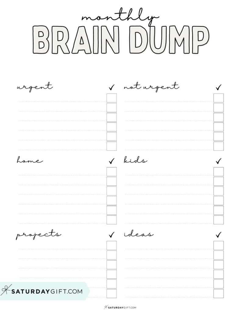 Brain Dump Worksheet - 23 Cute &amp;amp; Free Printables - inside Free Brain Dump Printable