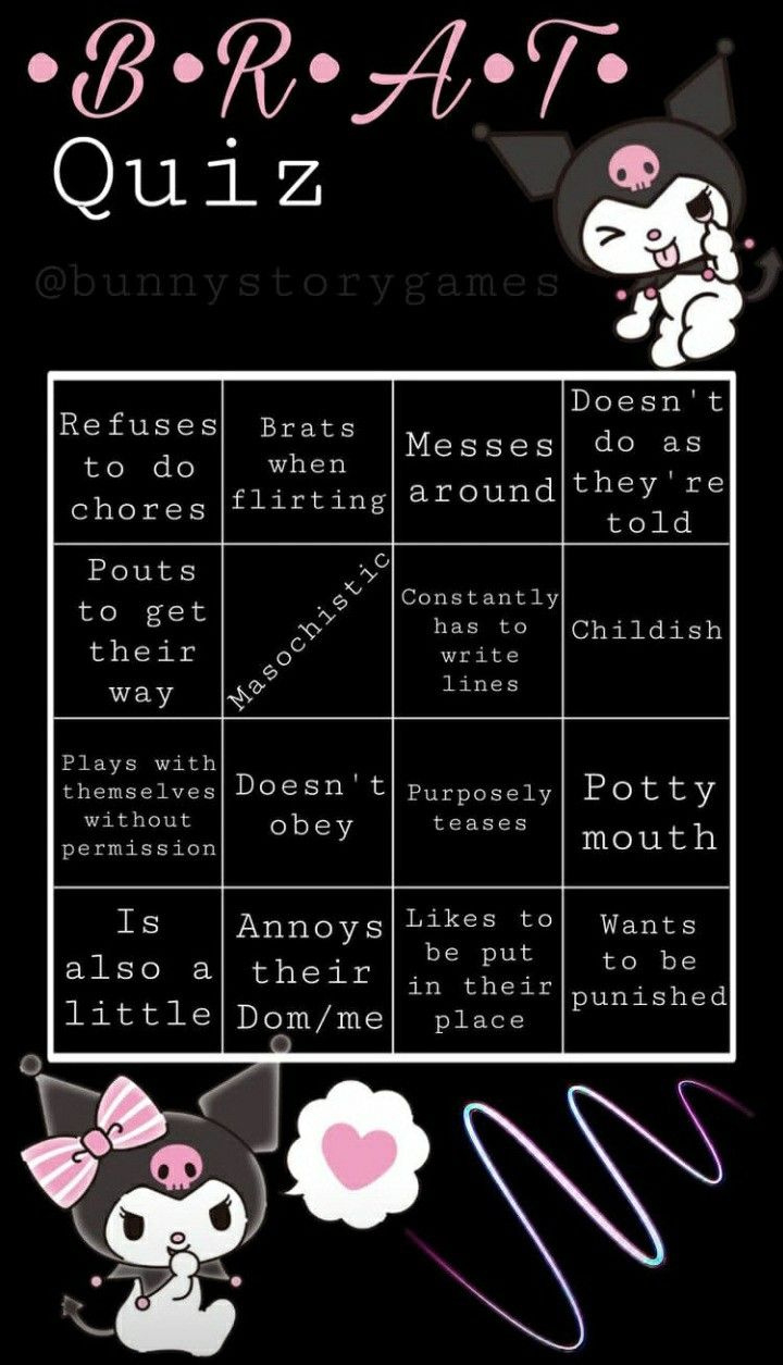 Bratty Submissive Bingo regarding Kink Bingo Card Generator