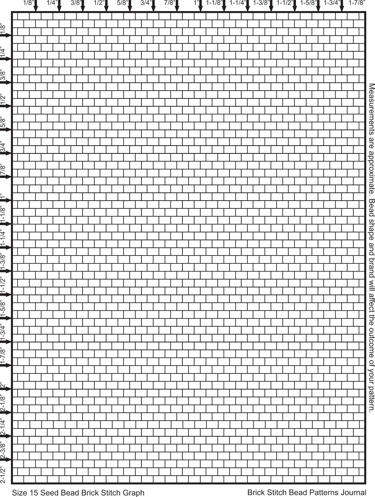 Brick Stitch Bead Patterns Journal: Size 15 Seed Bead Brick Stitch with Free Printable Peyote Stitch Graph Paper