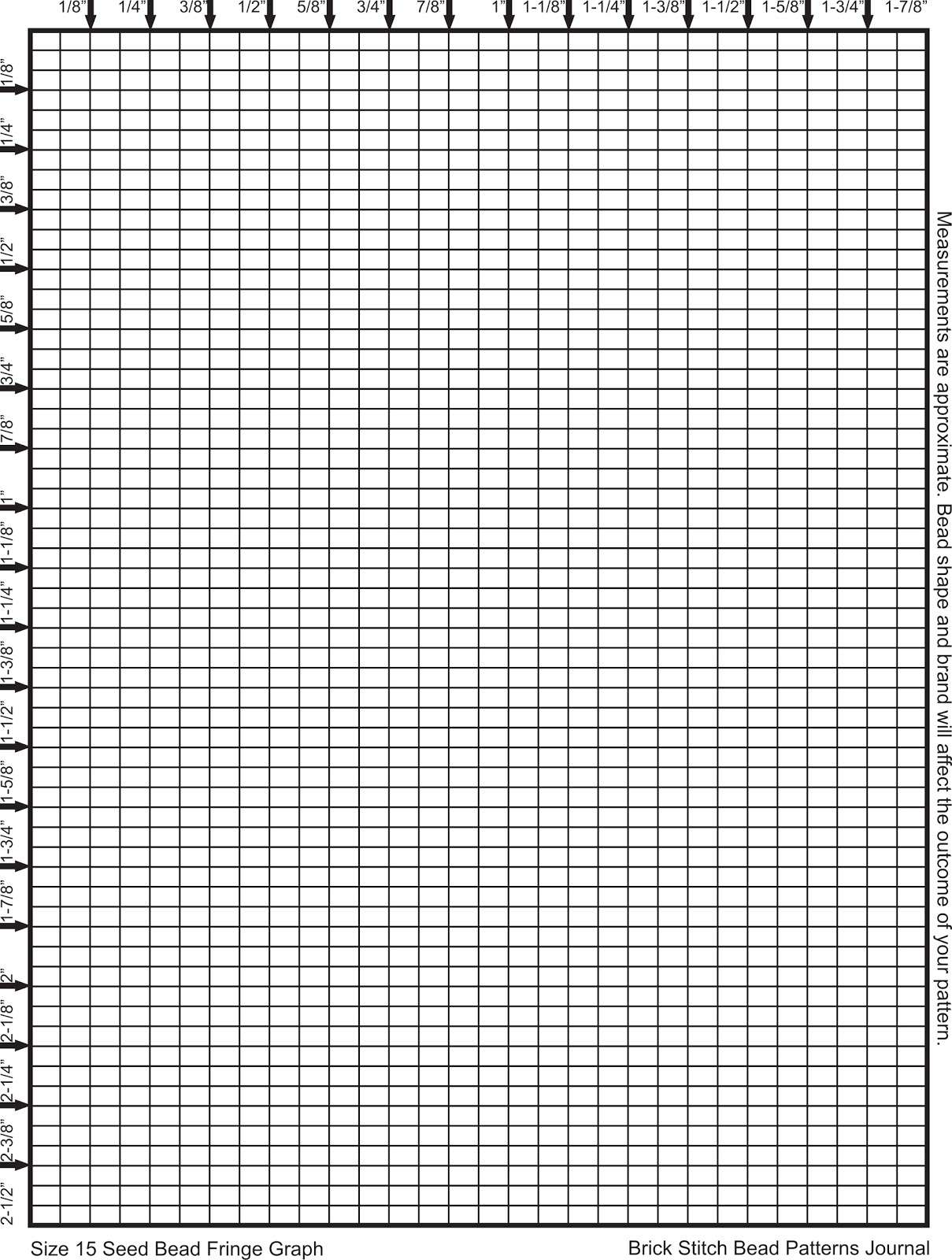 Brick Stitch Bead Patterns Journal: Size 15 Seed Bead Brick Stitch within Free Printable Brick Stitch Graph Paper