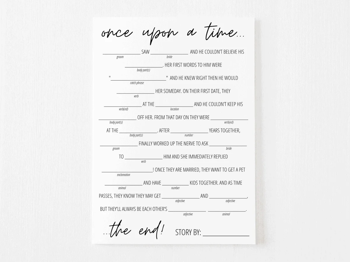 Bridal Shower Mad Libs Free Printable | Modern Moh in Wedding Shower Mad Libs Printable Free