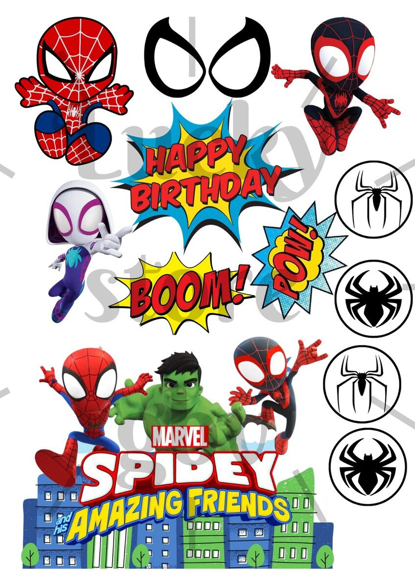 Bundle Spidey Cake Decoration Edible Print Birthday-A4 Sheet | Ebay intended for Spidey And His Amazing Friends Cake Topper Printable