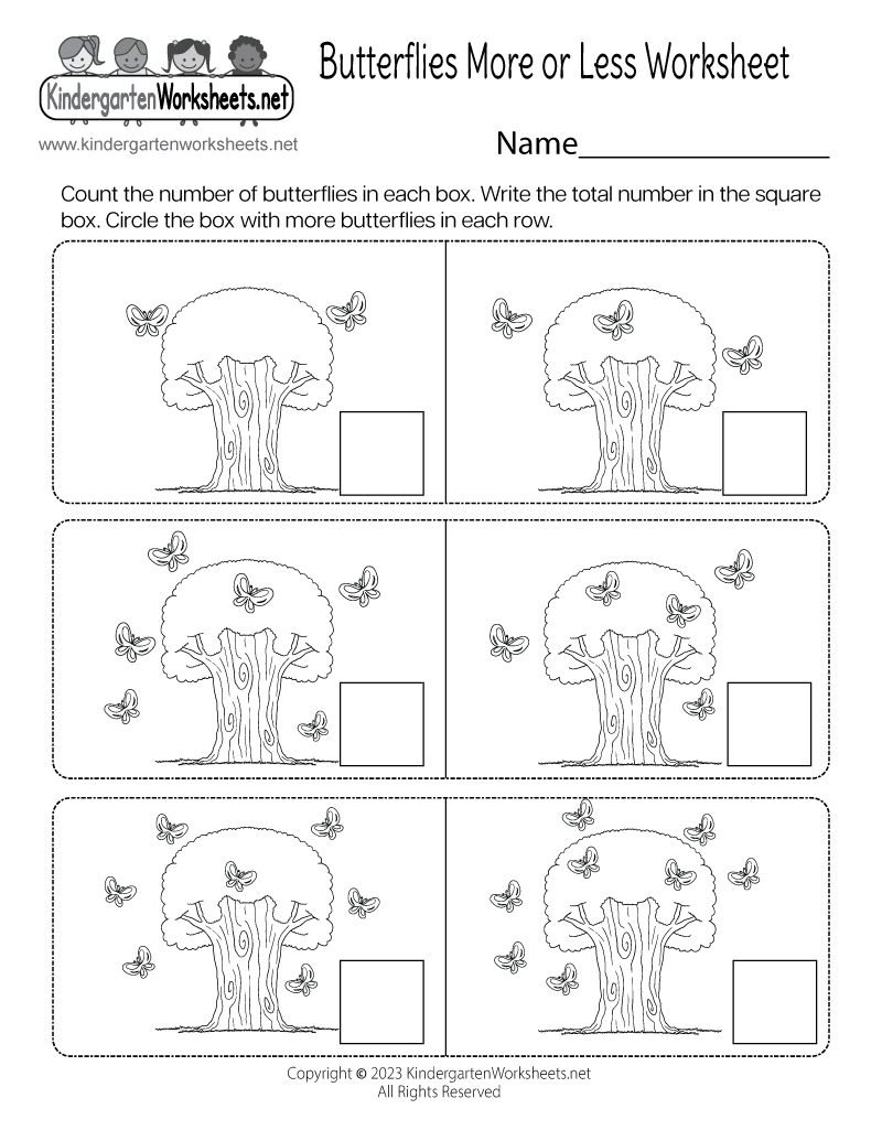 Butterflies More Or Less Worksheet - Free Printable, Digital, &amp;amp; Pdf in More or Less Activity Worksheet