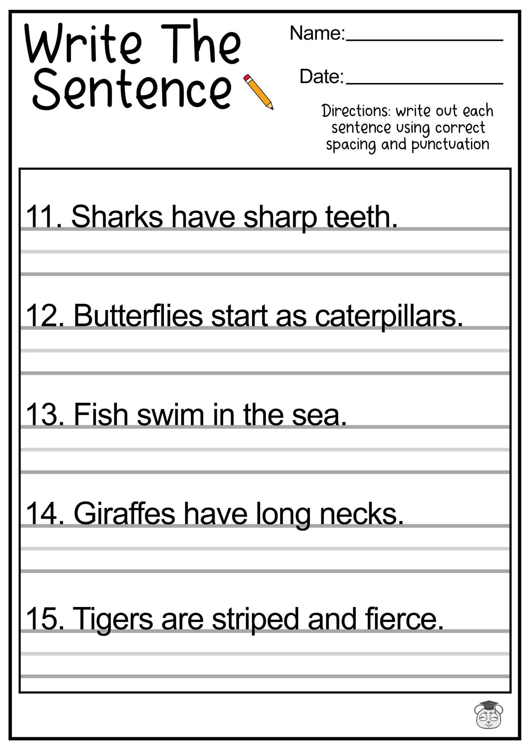 Buy 11 Printable Sentence Writing English Worksheets Improve pertaining to Writing Worksheets Printable For 4th Grade