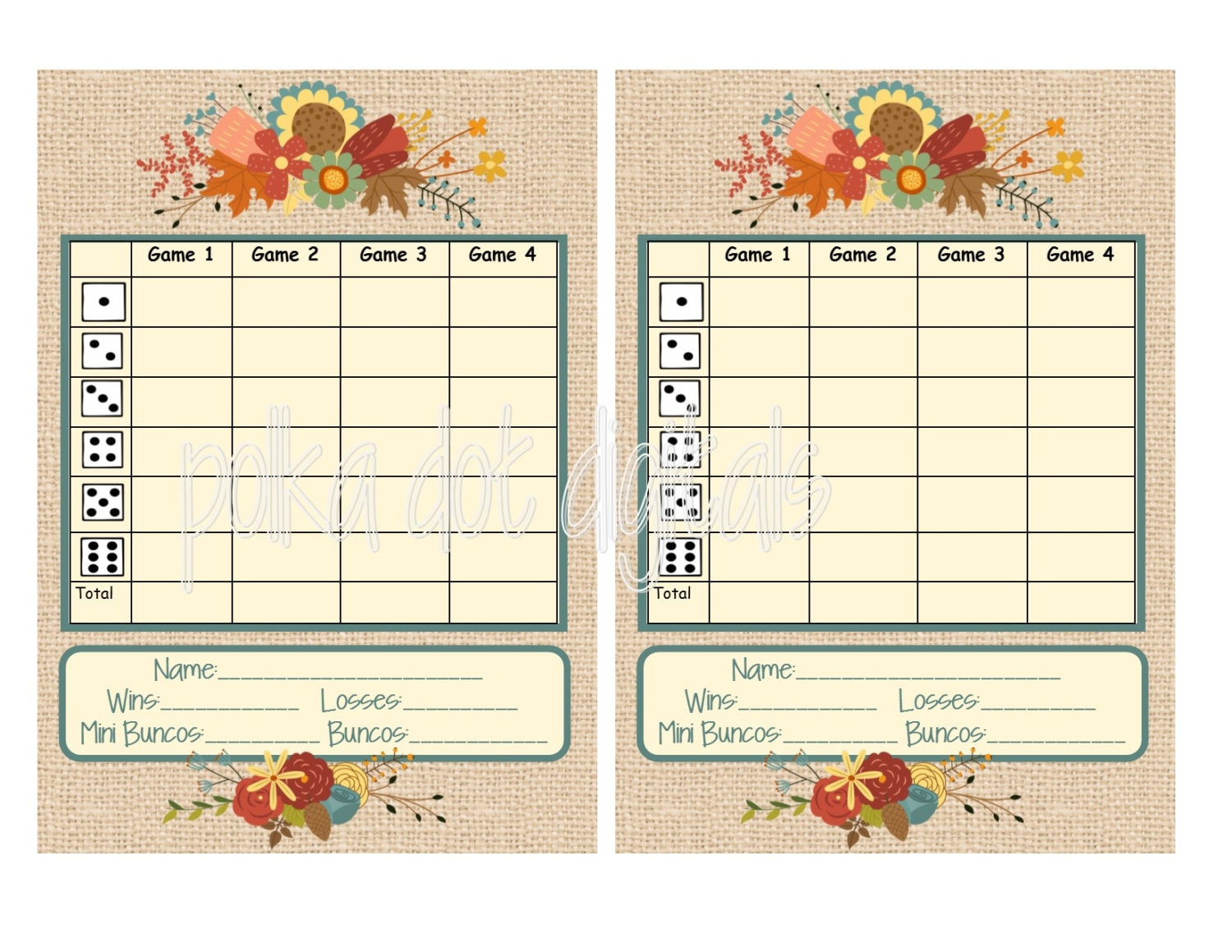 Buy 2 Get 1 Free Burlap Fall Bunco Score Card Set Sheet Matching throughout Free Printable Fall Bunco Score Sheets