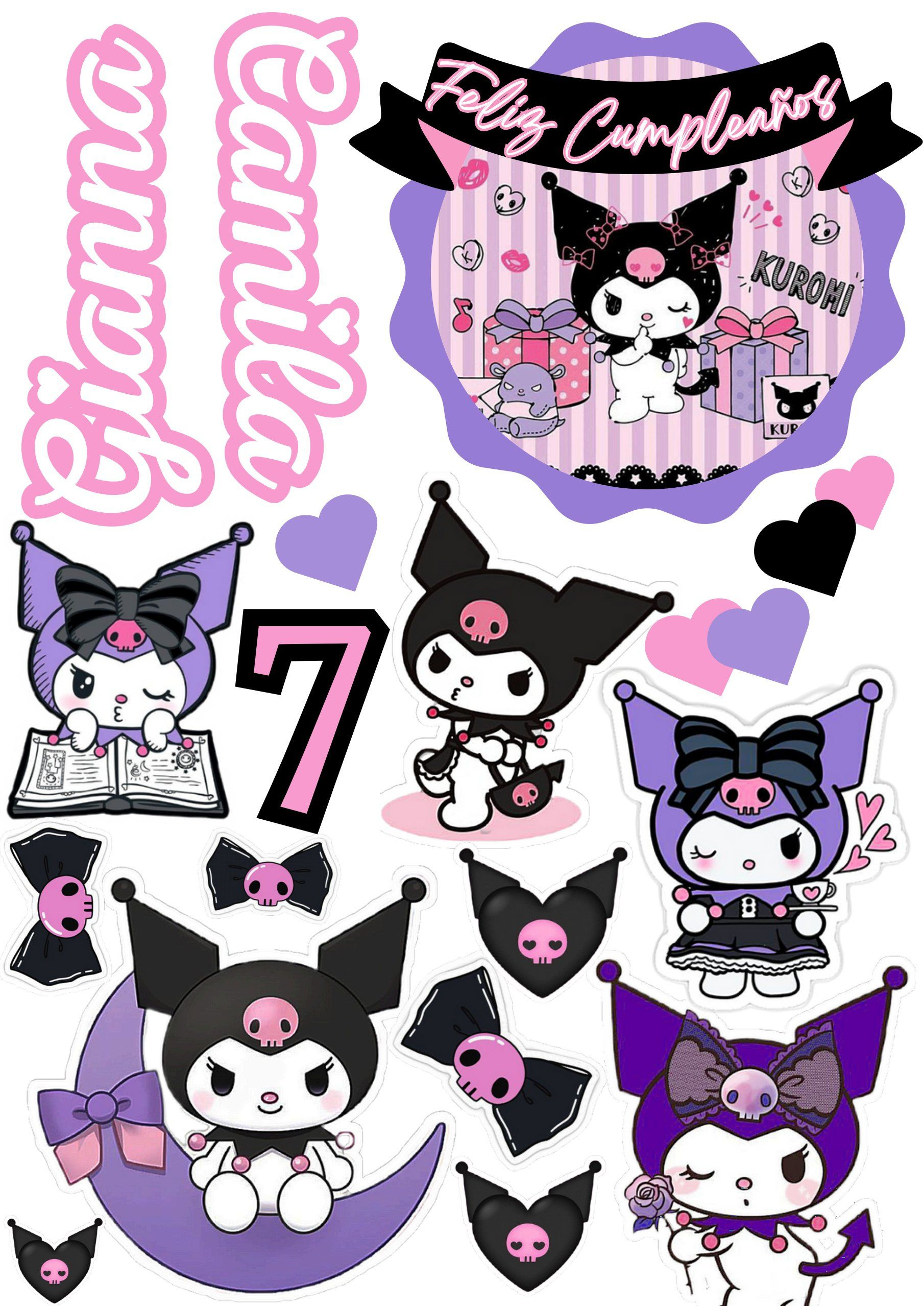 Cake Topper Kuromi within Kuromi Cake Topper Printable