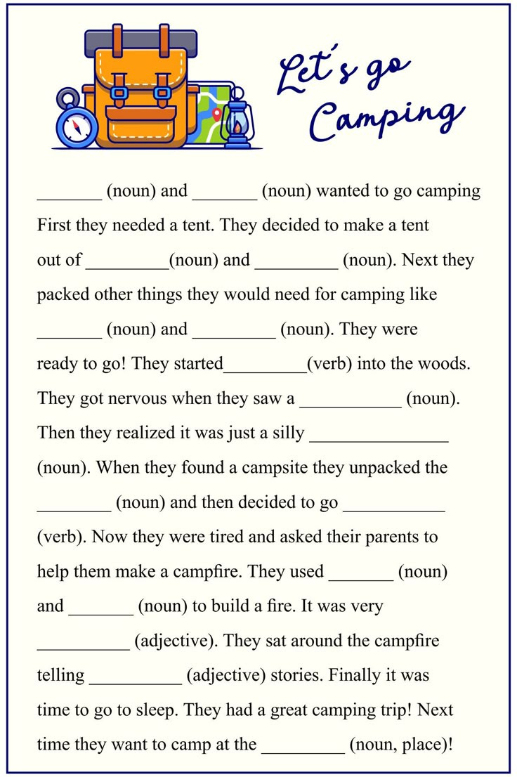 Camping Mad Libs - 20 Free Pdf Printables | Printablee inside Camp Mad Libs Printable