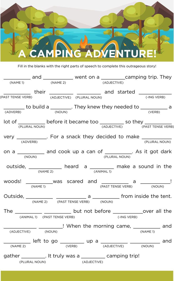 Camping Mad Libs - 20 Free Pdf Printables | Printablee with Camp Mad Libs Printable