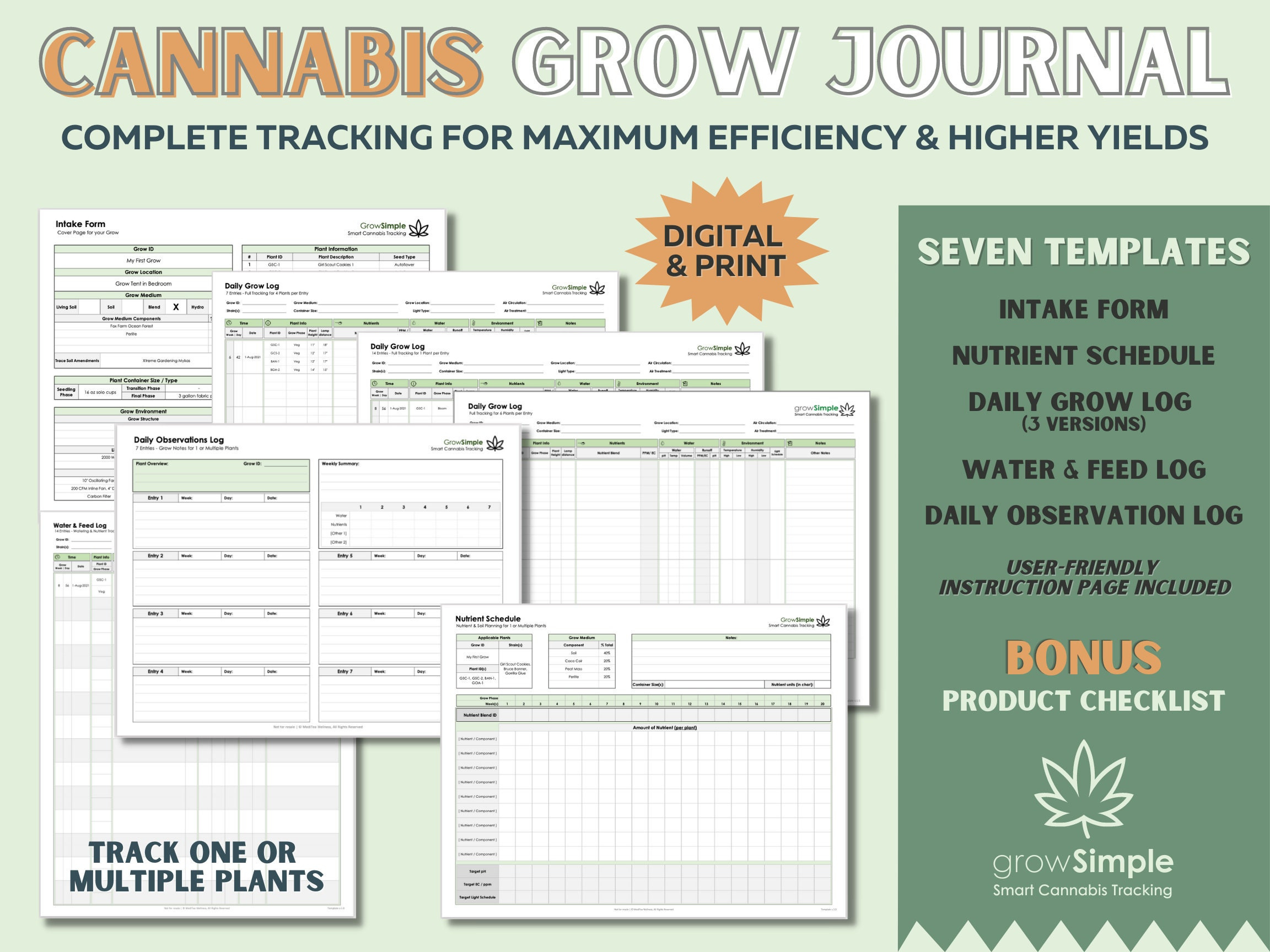 Cannabis Grow Journal / Log With 7 Templates Daily &amp;amp; Weekly regarding Printable Grow Room Journal Template