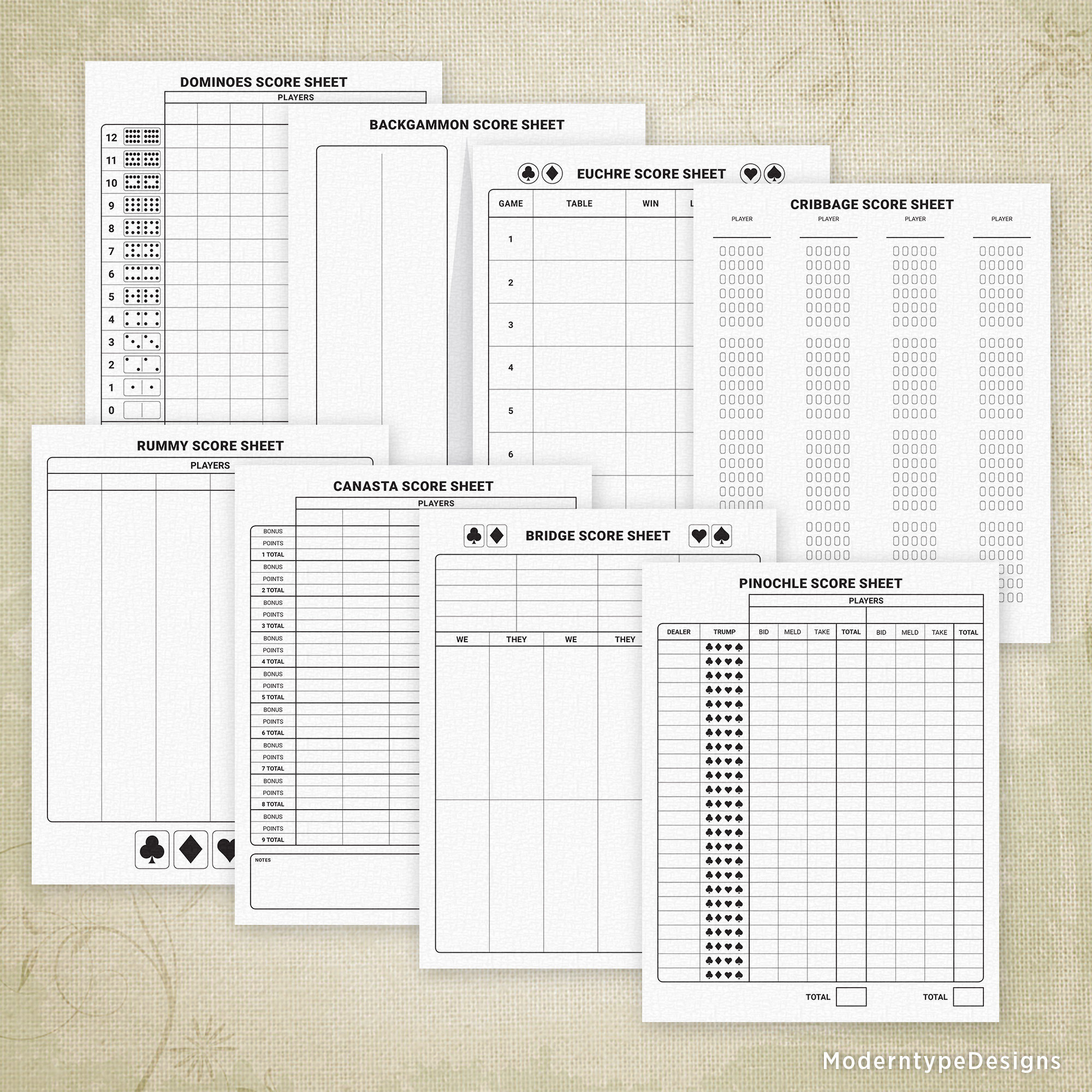 Card Game Scoring Sheets Printable Digital Download, Pinochle intended for Cribbage Score Sheets Printable