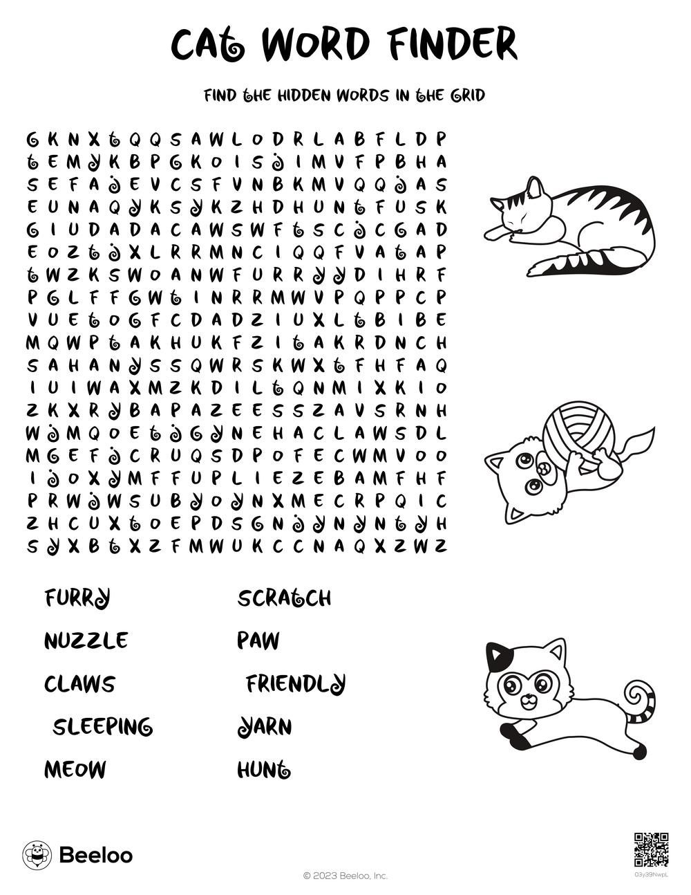 Cat-Themed Word Searches • Beeloo Printable Crafts And Activities inside Cat Word Search Printable