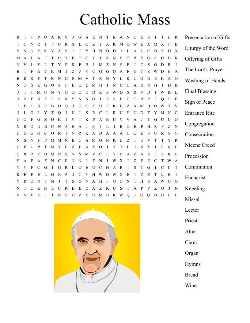 Catholic Mass Word Search - Wordmint throughout Catholic Word Search Printable